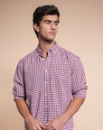 Red Check Relaxed Fit Full Sleeve Shirt