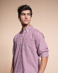 Red Check Relaxed Fit Full Sleeve Shirt