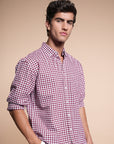 Red Check Relaxed Fit Full Sleeve Shirt