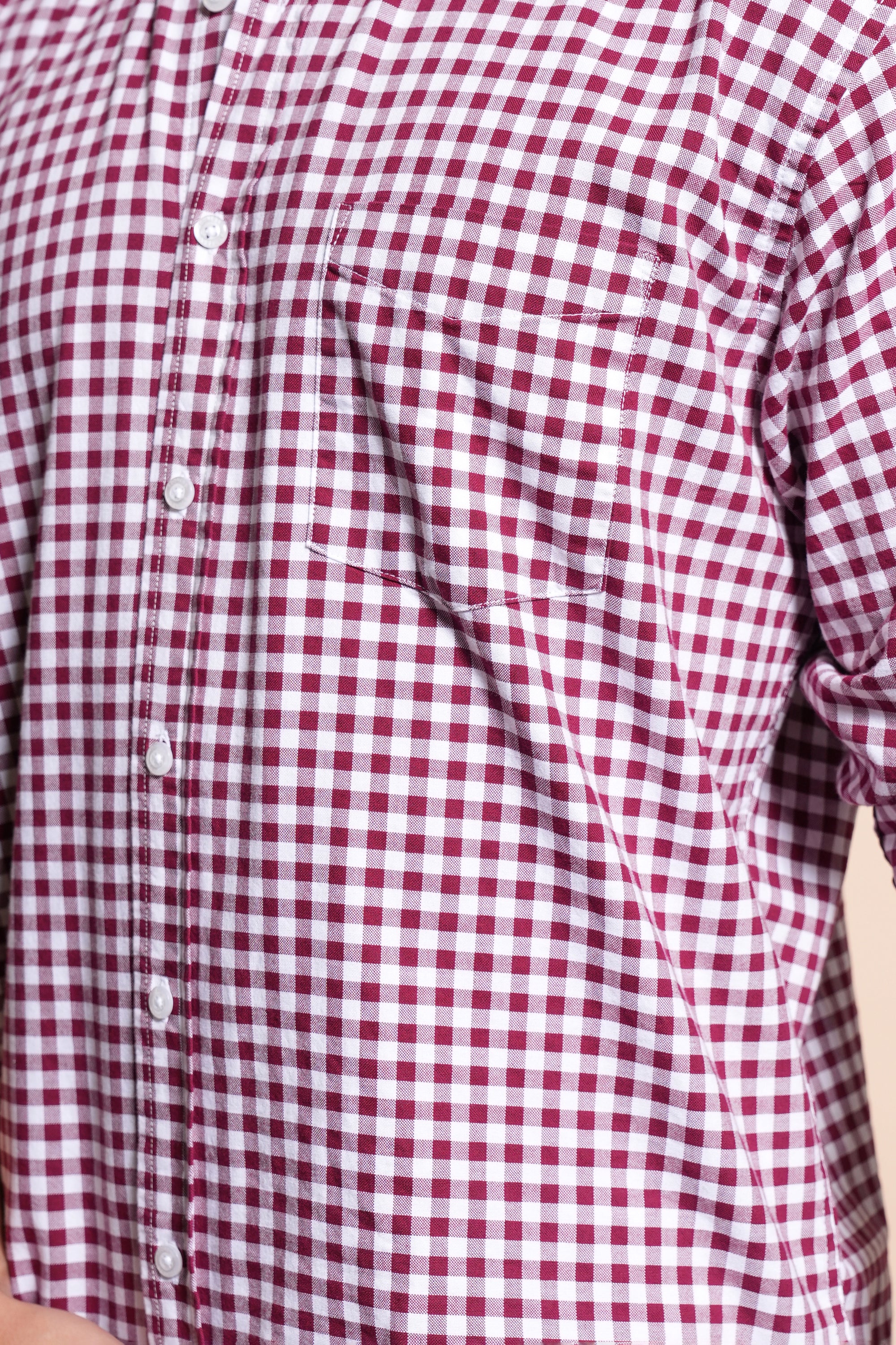 Red Check Relaxed Fit Full Sleeve Shirt