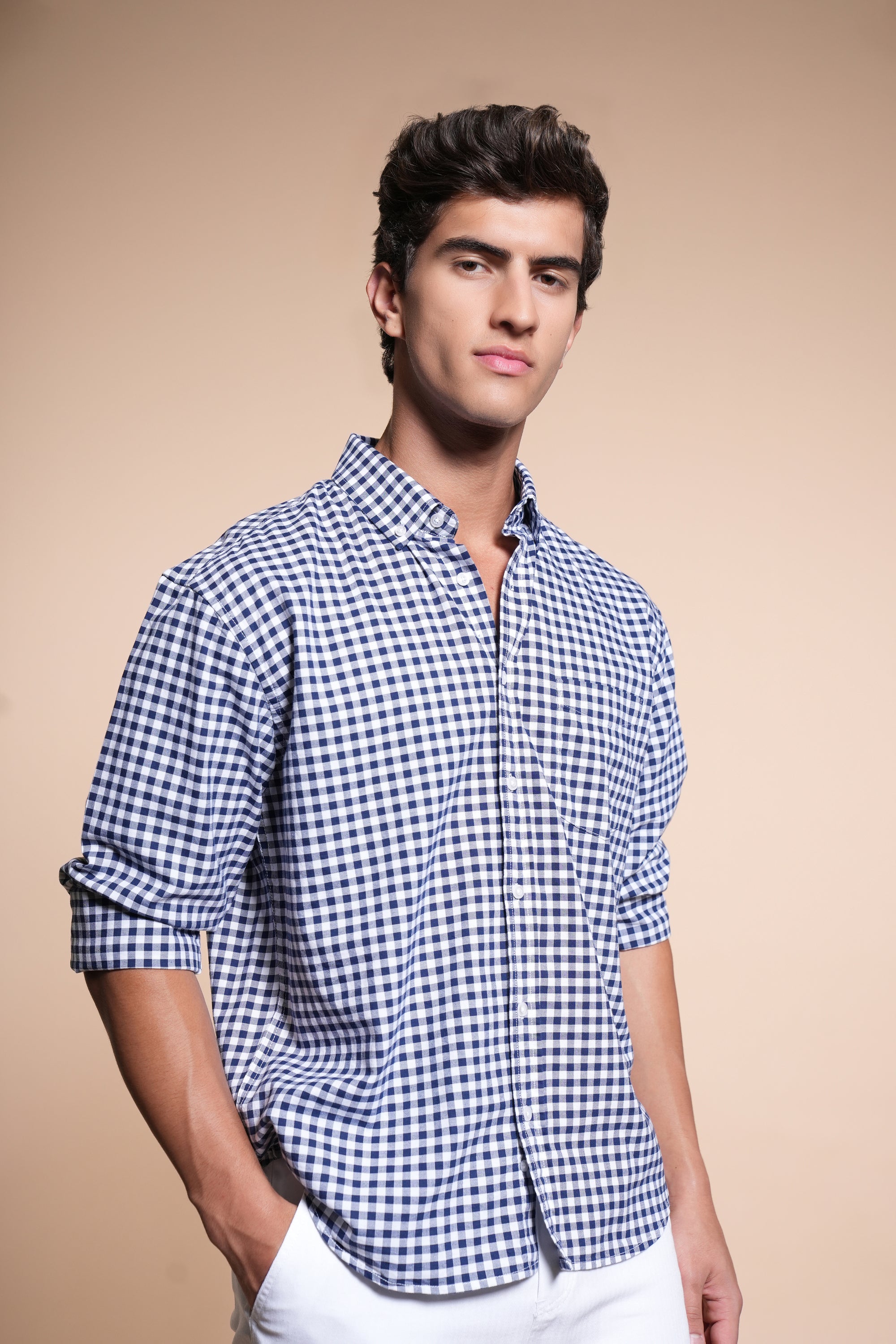 Blue Check Relaxed Fit Full Sleeve Shirt