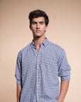 Blue Check Relaxed Fit Full Sleeve Shirt