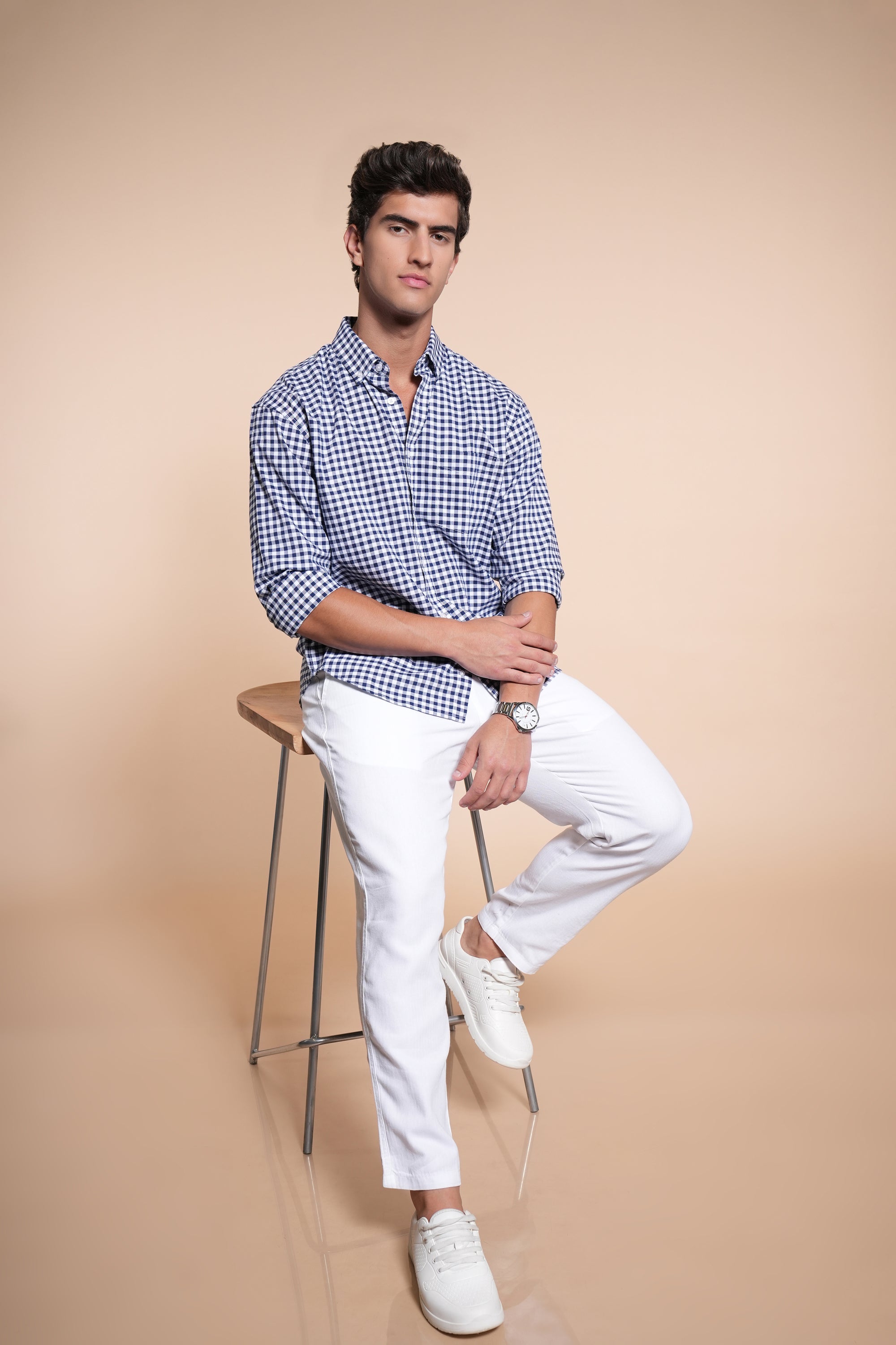 Blue Check Relaxed Fit Full Sleeve Shirt