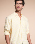 Check Yellow Relaxed Fit Full Sleeve Shirt