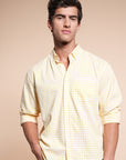 Check Yellow Relaxed Fit Full Sleeve Shirt