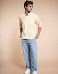 Check Yellow Relaxed Fit Full Sleeve Shirt