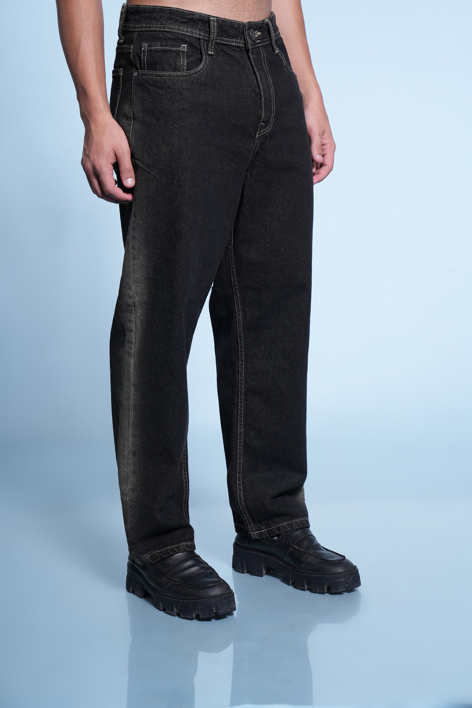 Dark Straight Fit Denim Pants