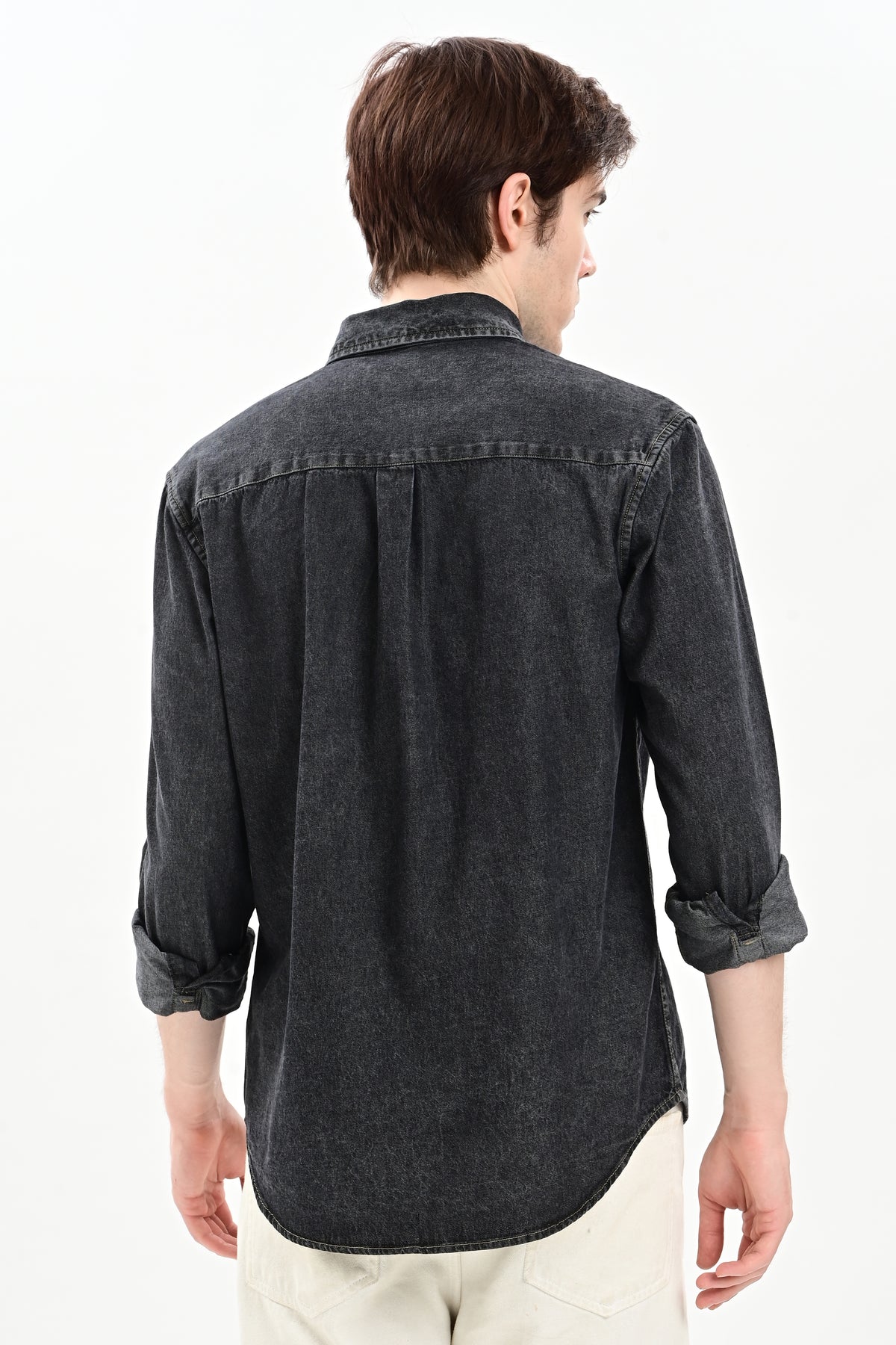 Grey Denim Relaxed Fit Shirt