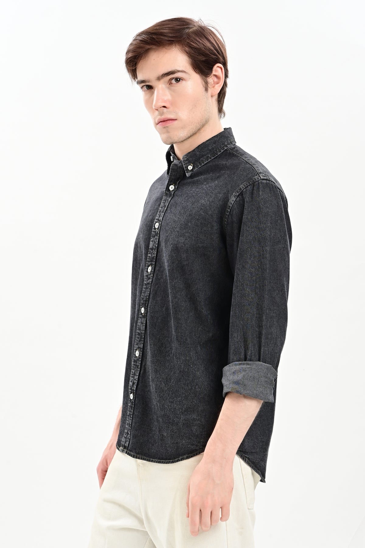 Grey Denim Relaxed Fit Shirt