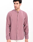 Onion Pink Tapered Fit Mandarin Collar Shirt