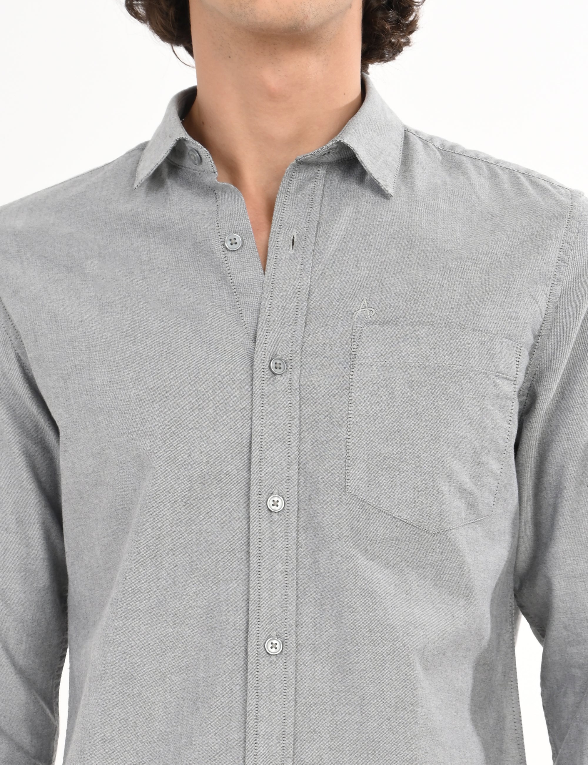 Oxford Gray Slim Fit Full Sleeve Shirt