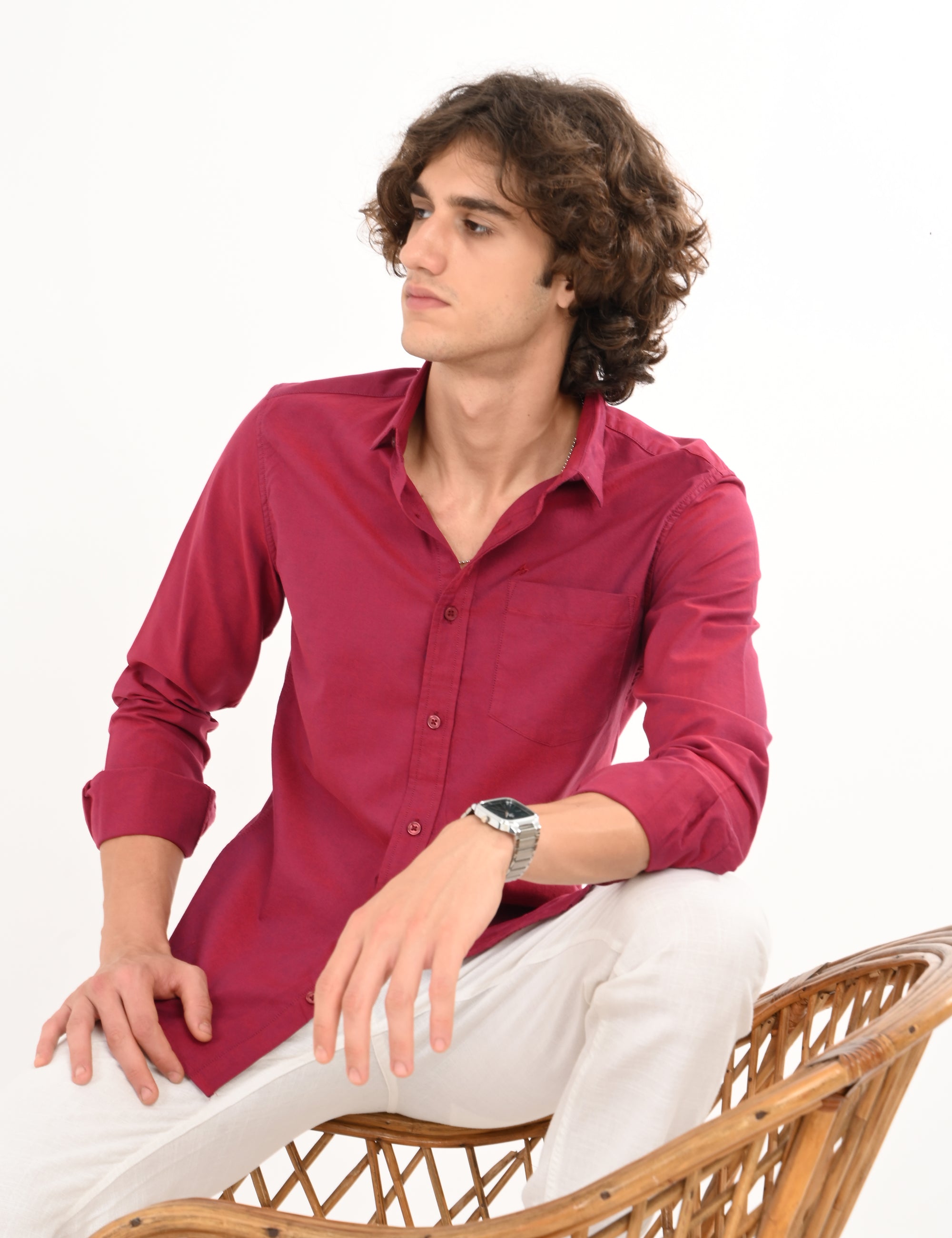 Oxford Red Rose Slim Fit Full Sleeve Shirt