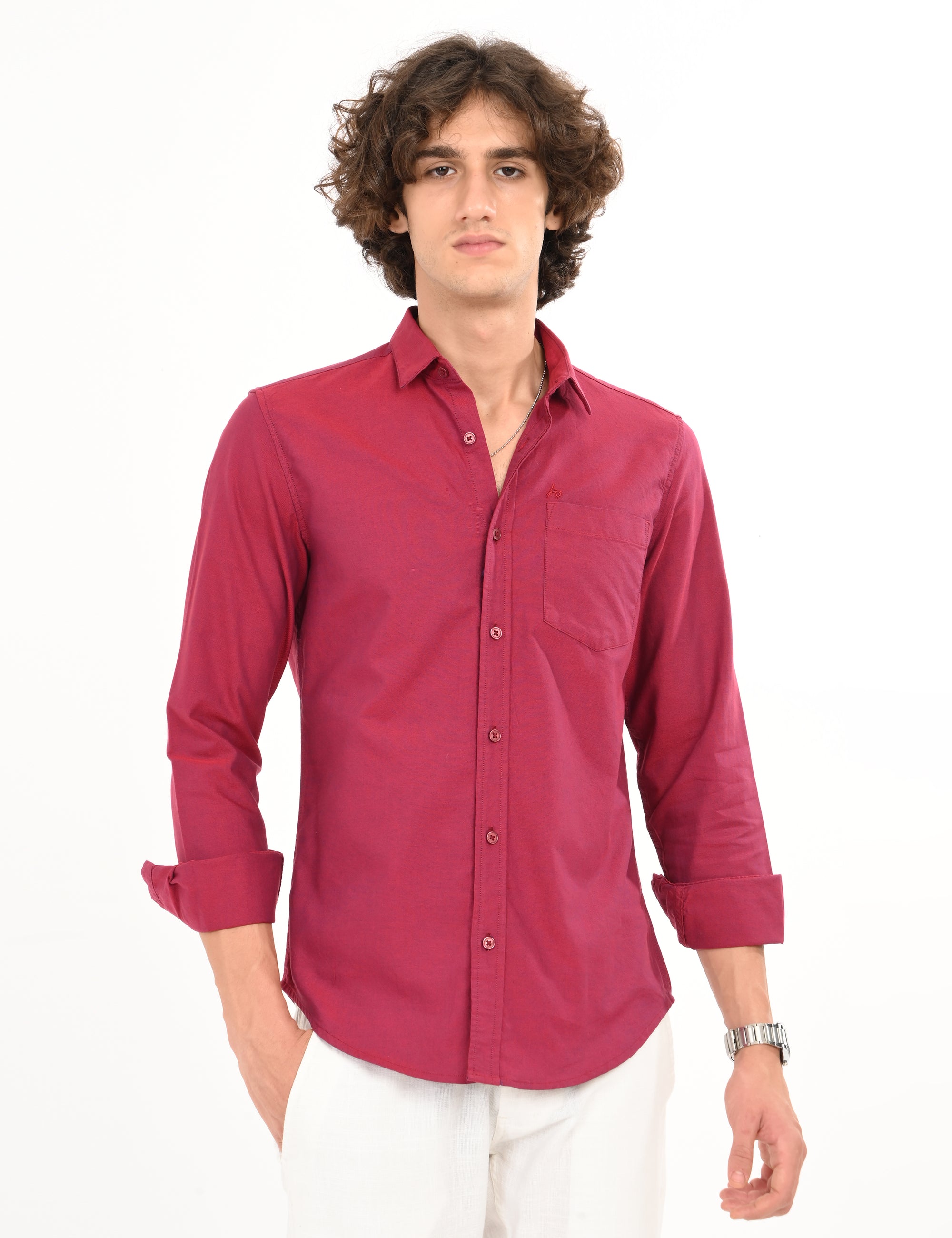 Oxford Red Rose Slim Fit Full Sleeve Shirt