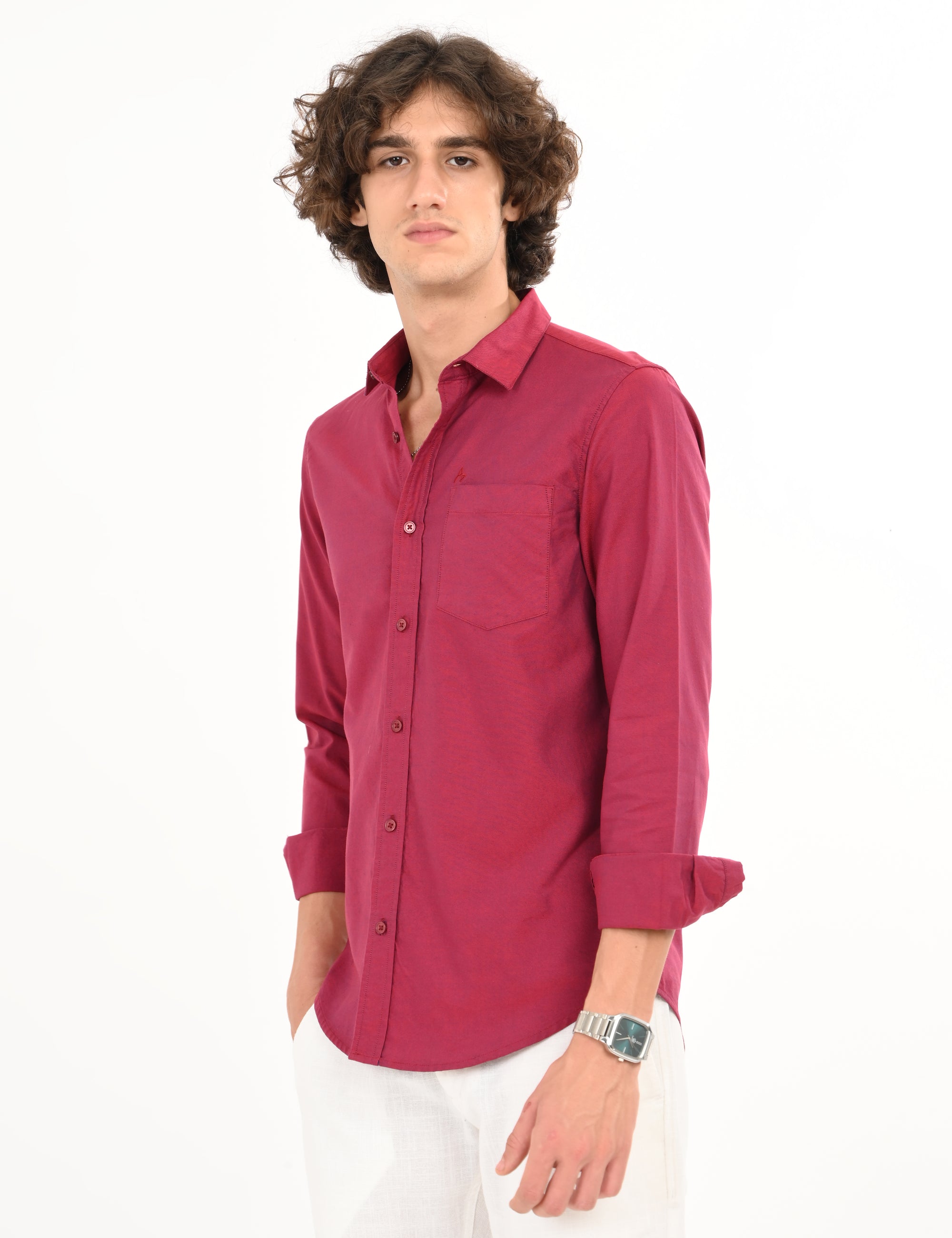 Oxford Red Rose Slim Fit Full Sleeve Shirt