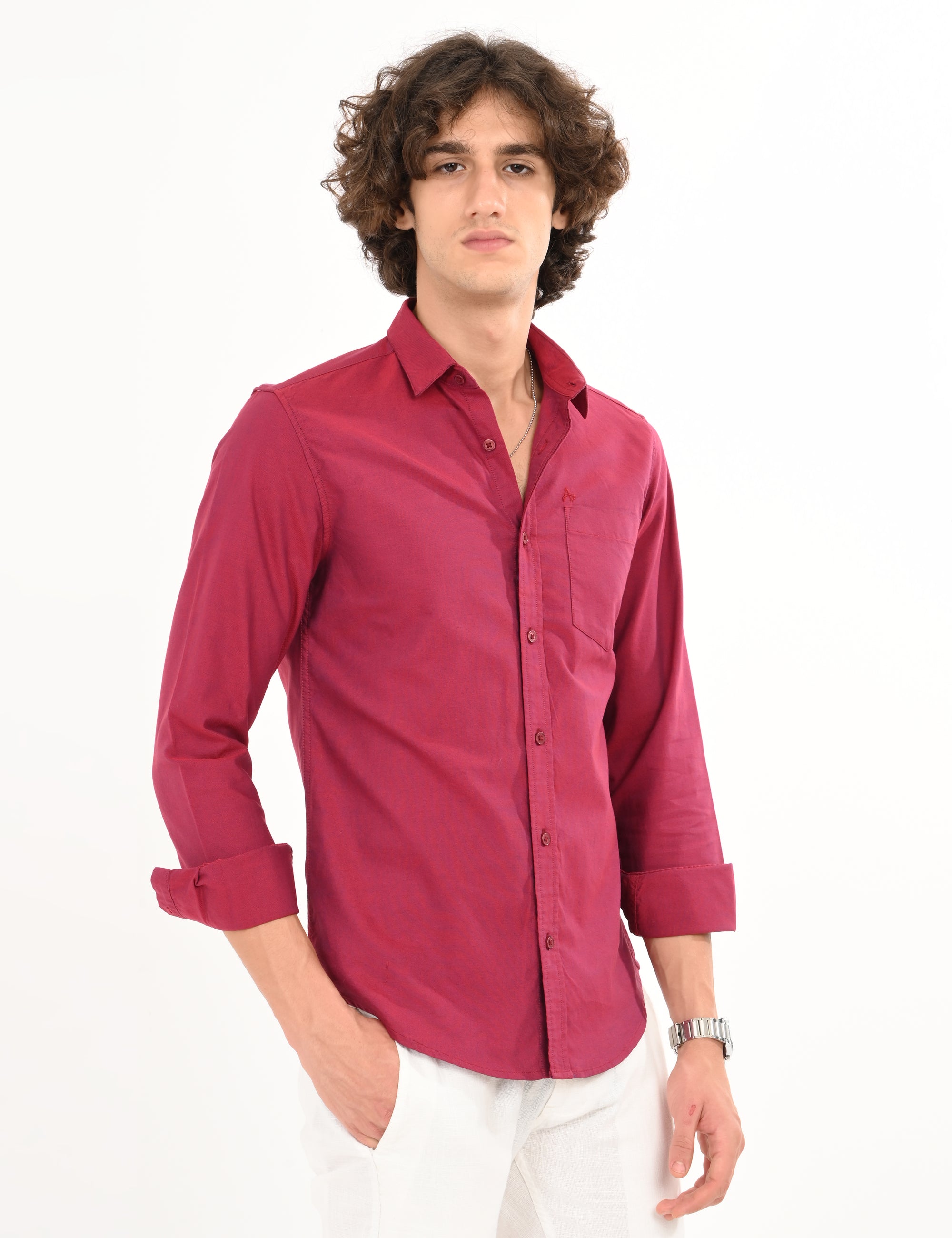 Oxford Red Rose Slim Fit Full Sleeve Shirt
