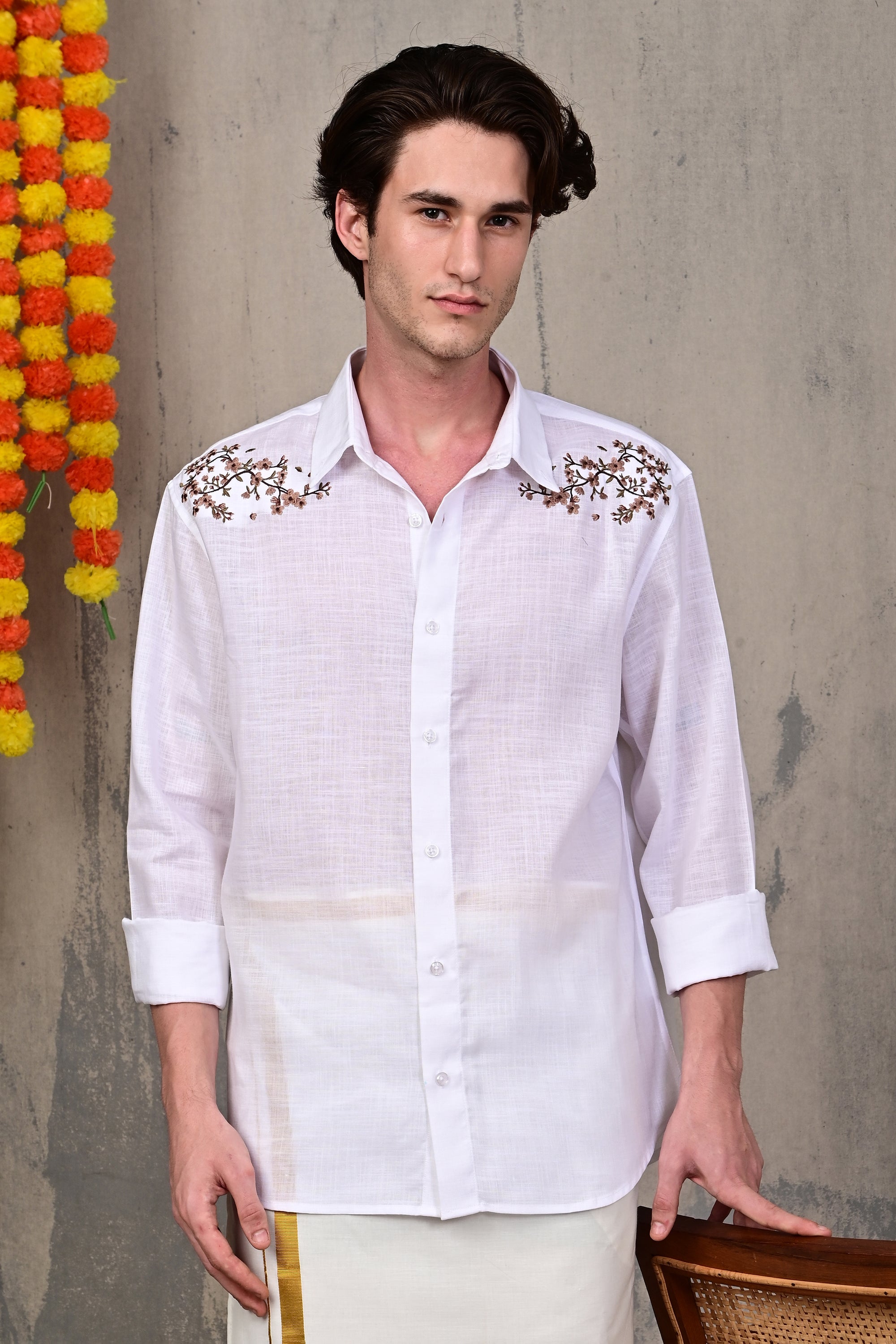 Meadow Vine Embroidered Relaxed Fit Shirt