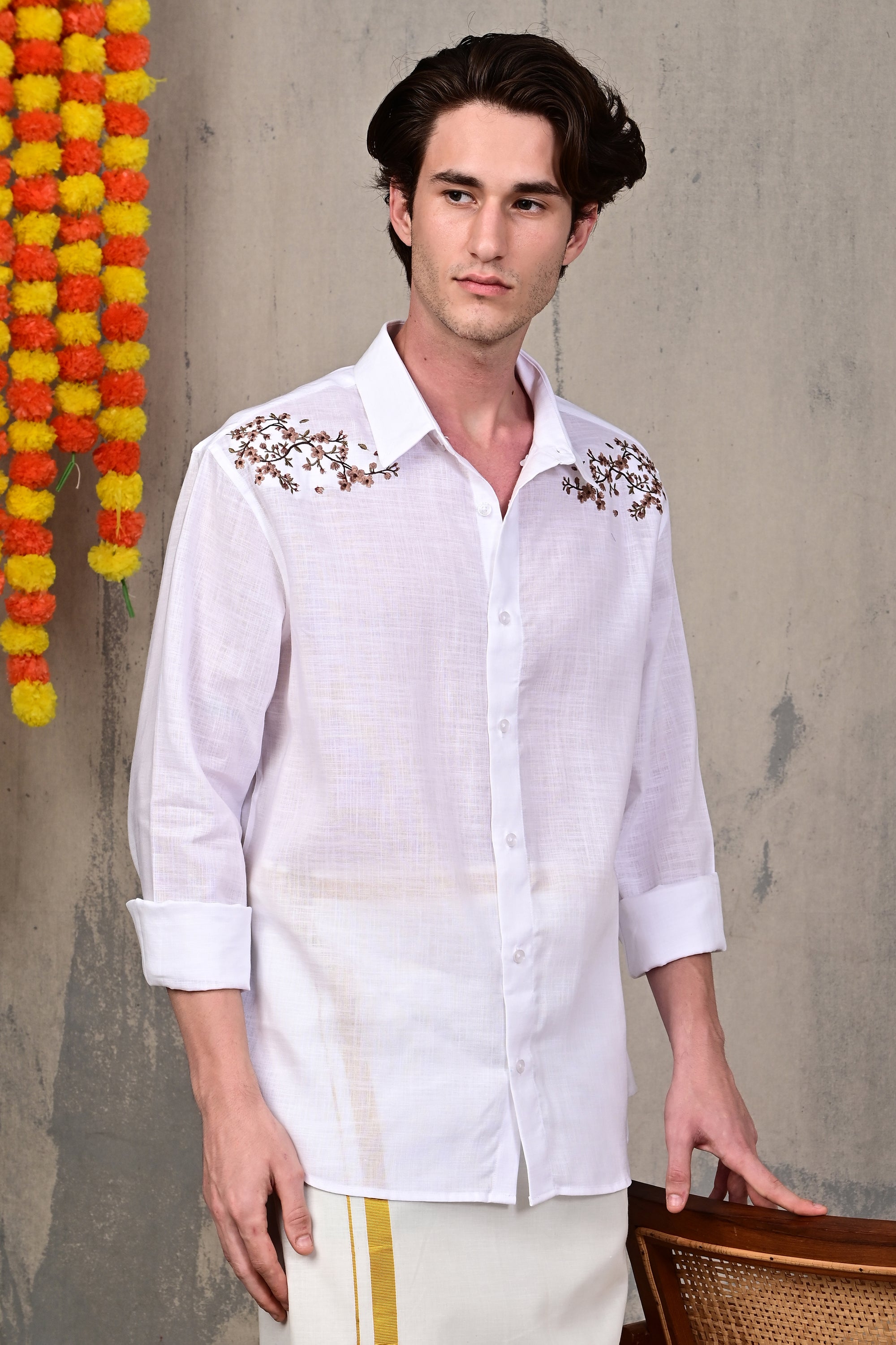 Meadow Vine Embroidered Relaxed Fit Shirt