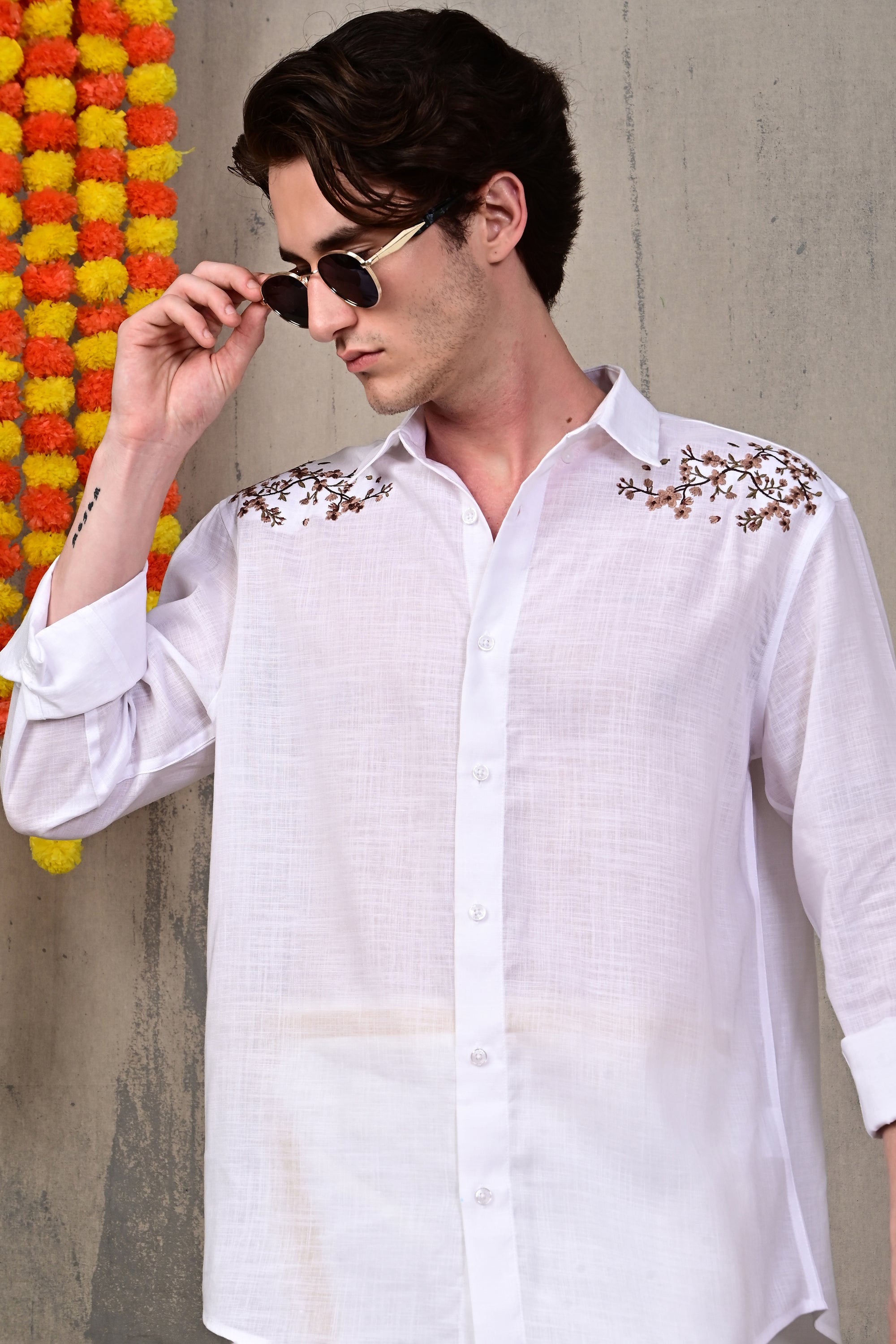 Meadow Vine Embroidered Relaxed Fit Shirt