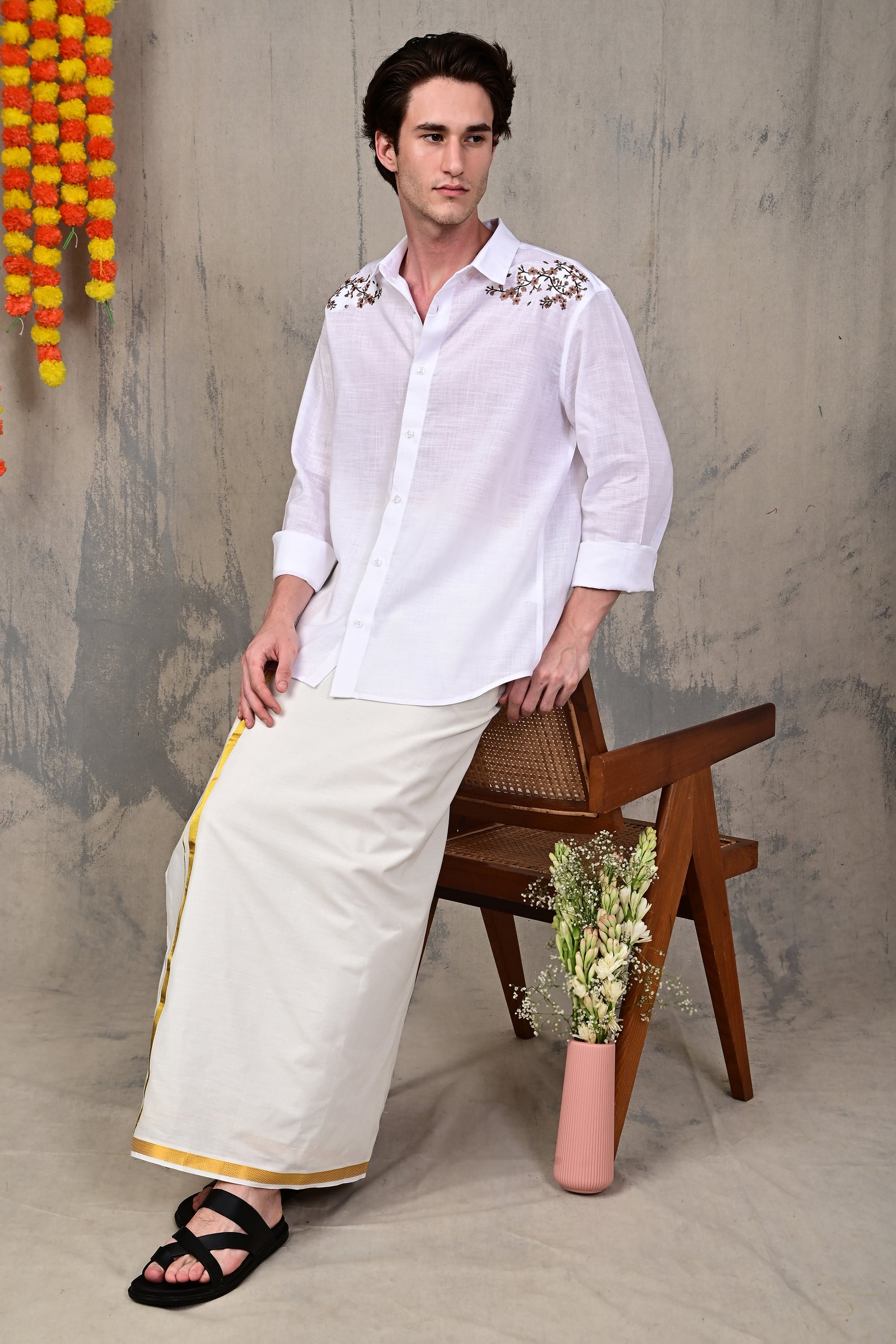 Meadow Vine Embroidered Relaxed Fit Shirt