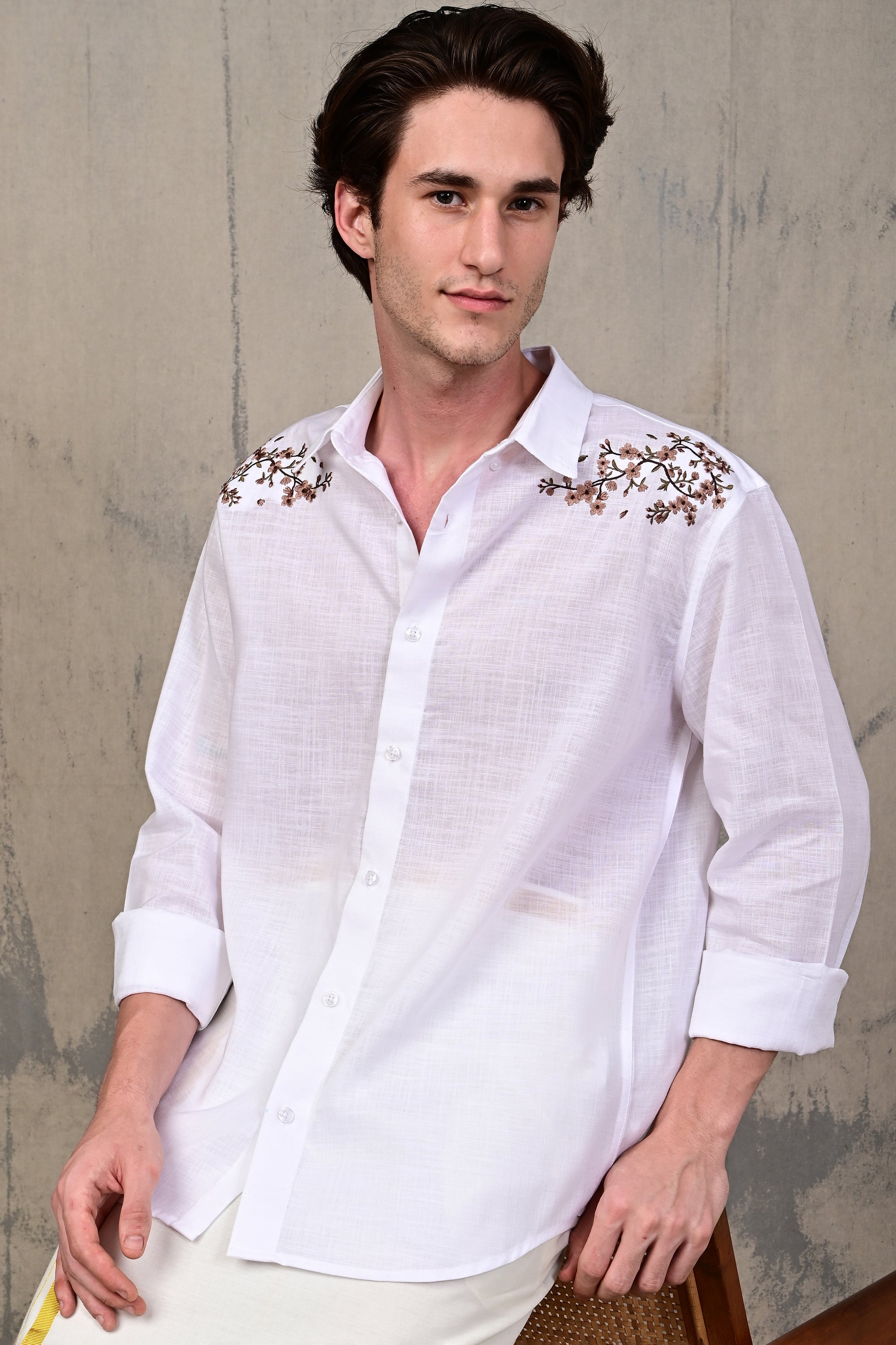 Meadow Vine Embroidered Relaxed Fit Shirt