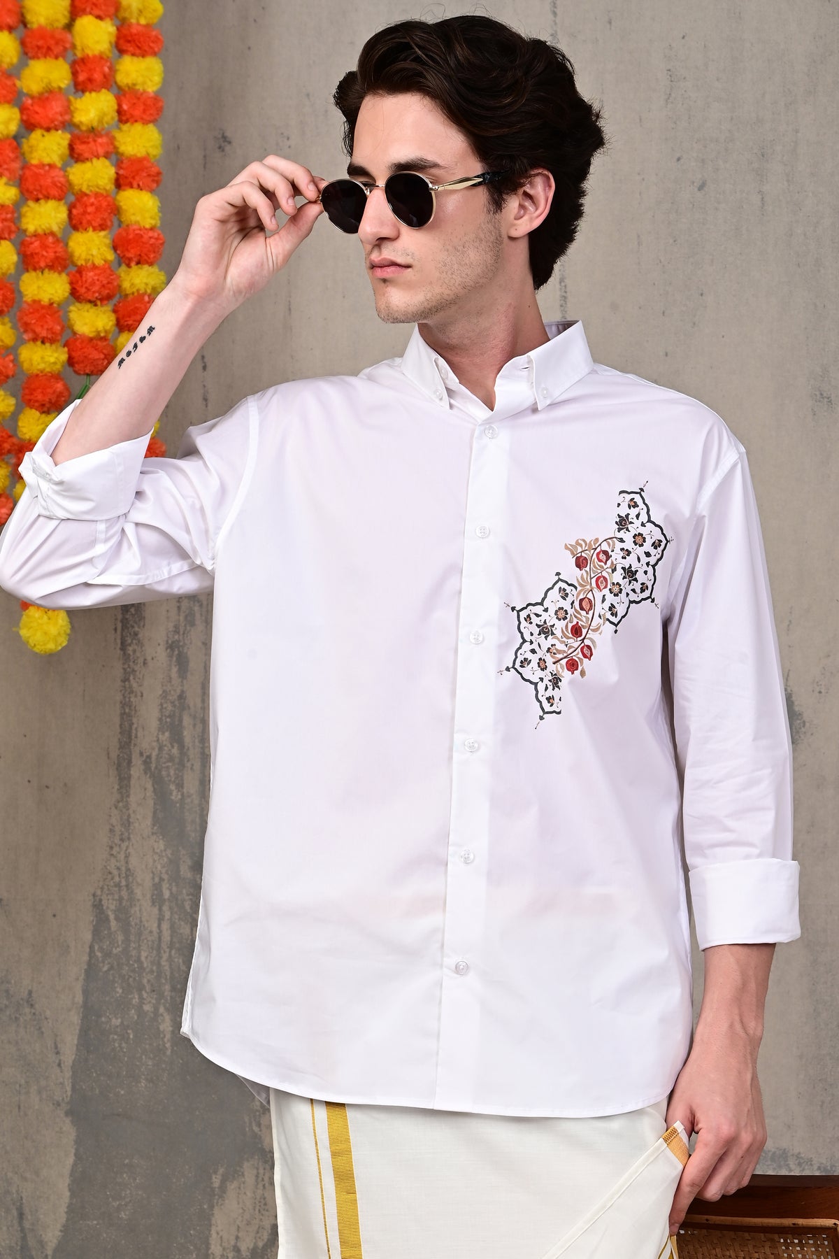 Relaxed Fit Printed White Shirt