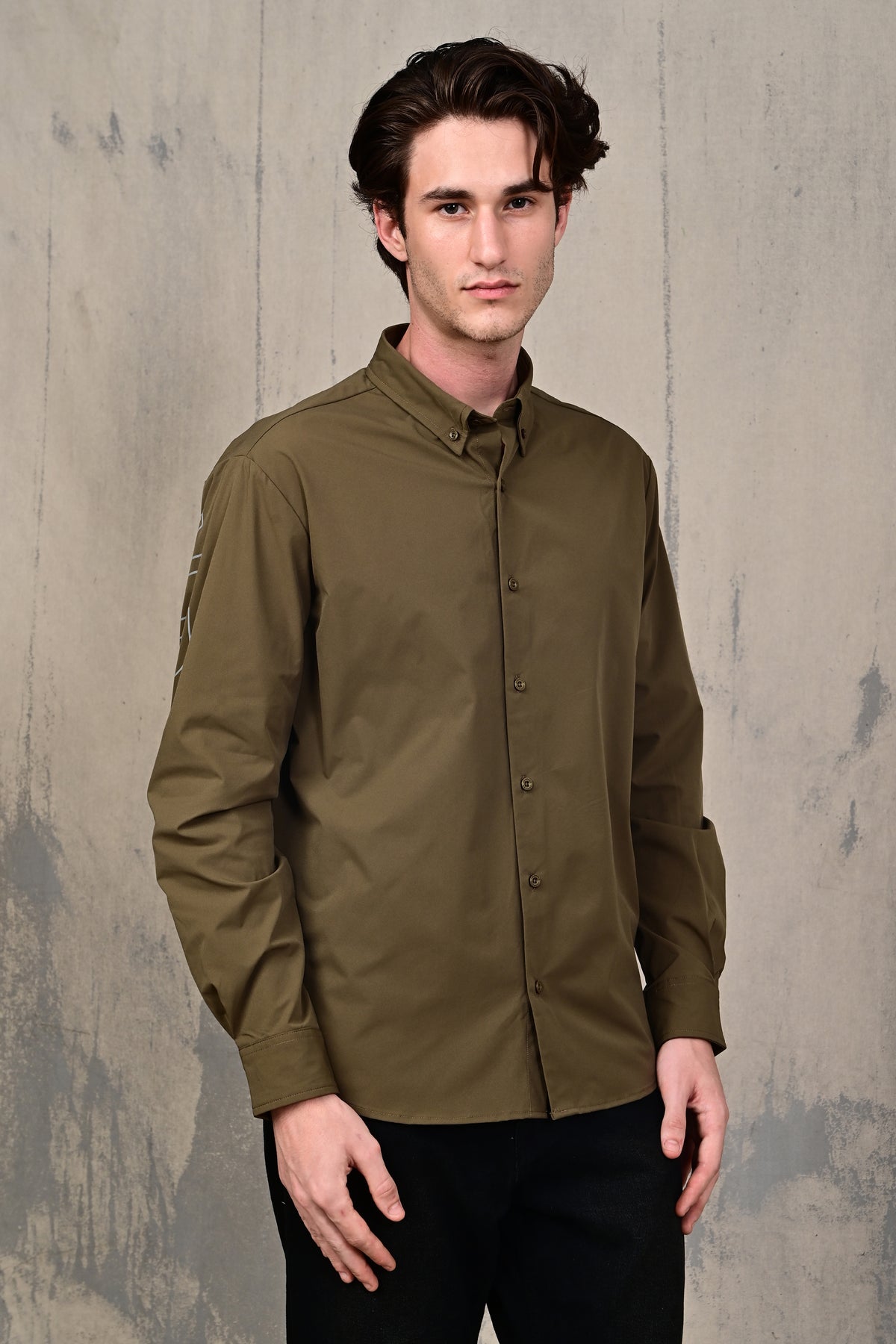 Mocha Brown Relaxed Fit Stretch Shirt