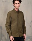 Mocha Brown Relaxed Fit Stretch Shirt