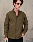 Mocha Brown Relaxed Fit Stretch Shirt