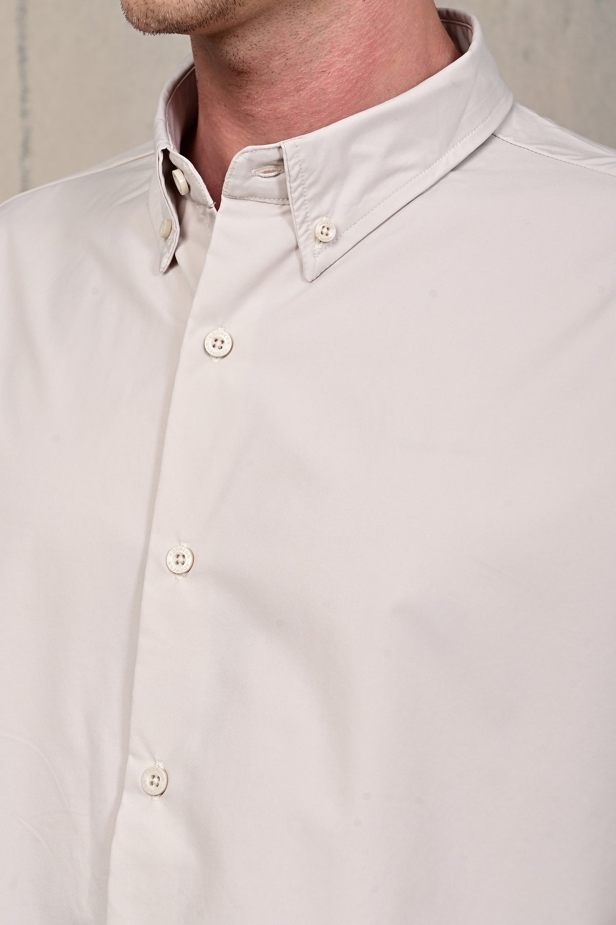 Cream Relaxed Fit Stretch Shirt