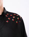 Watermelon Embroidery Linen Relaxed Fit Shirt