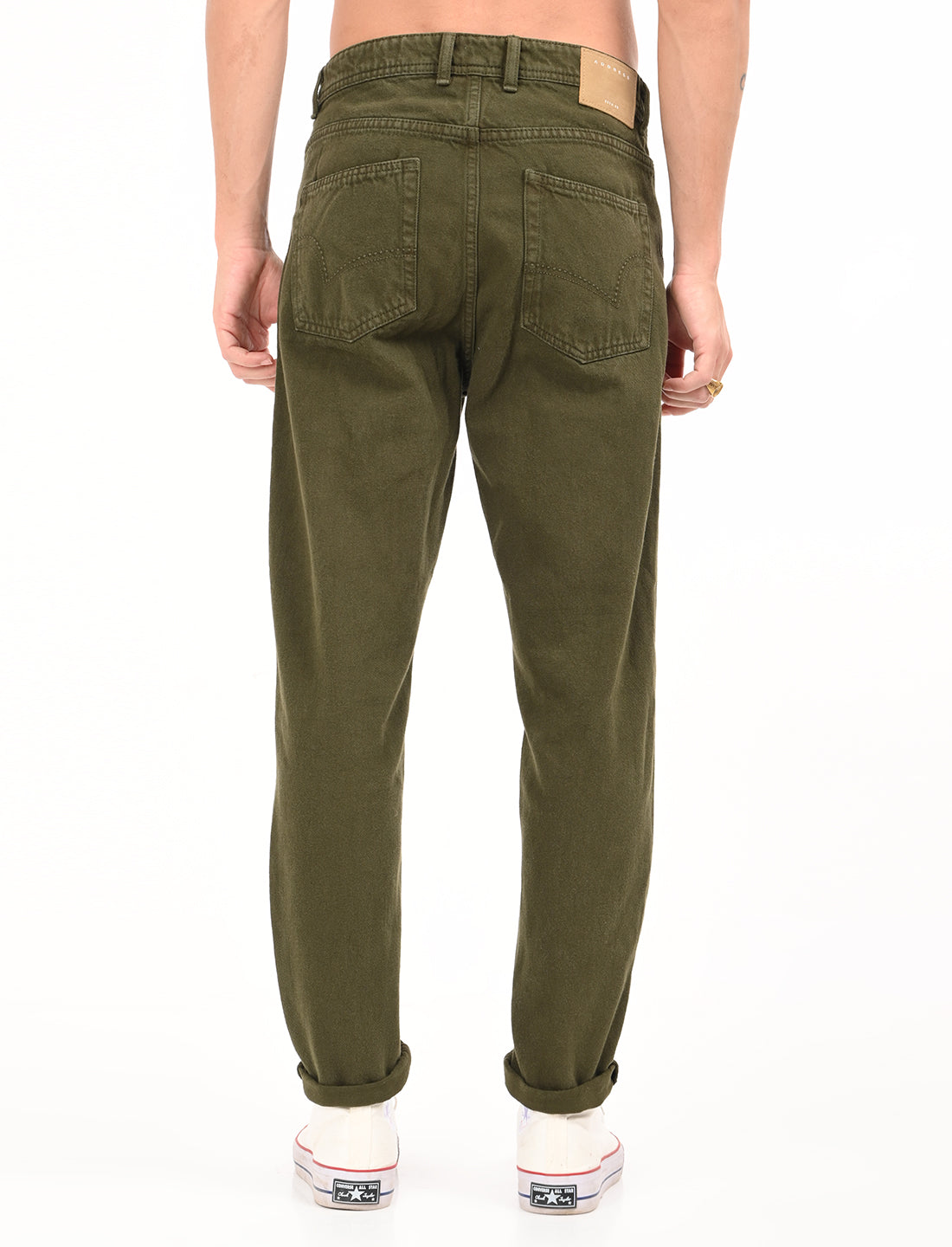 Comfort Fit Army Green Denim Pants