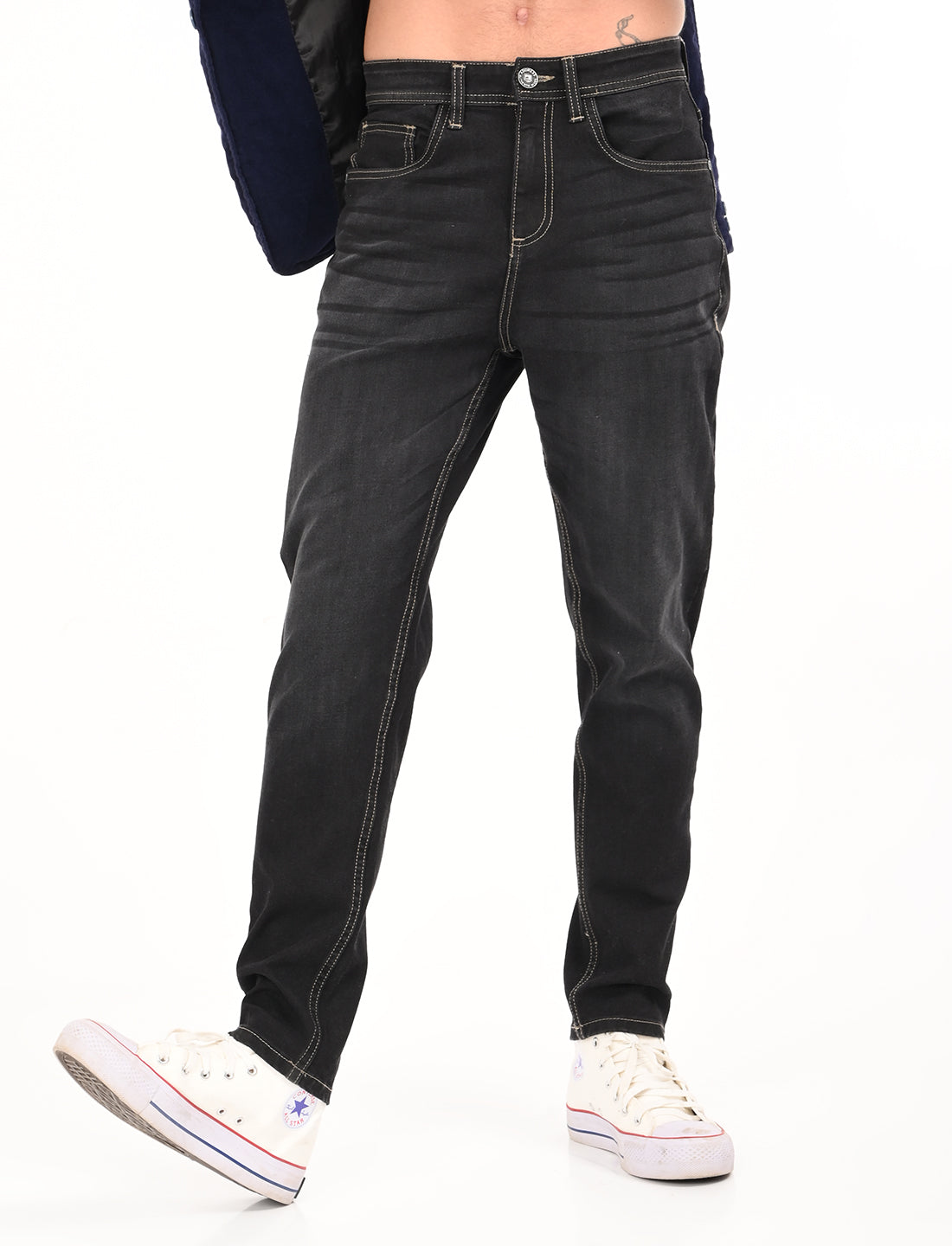 Comfort Fit Matte Black Denim Pants