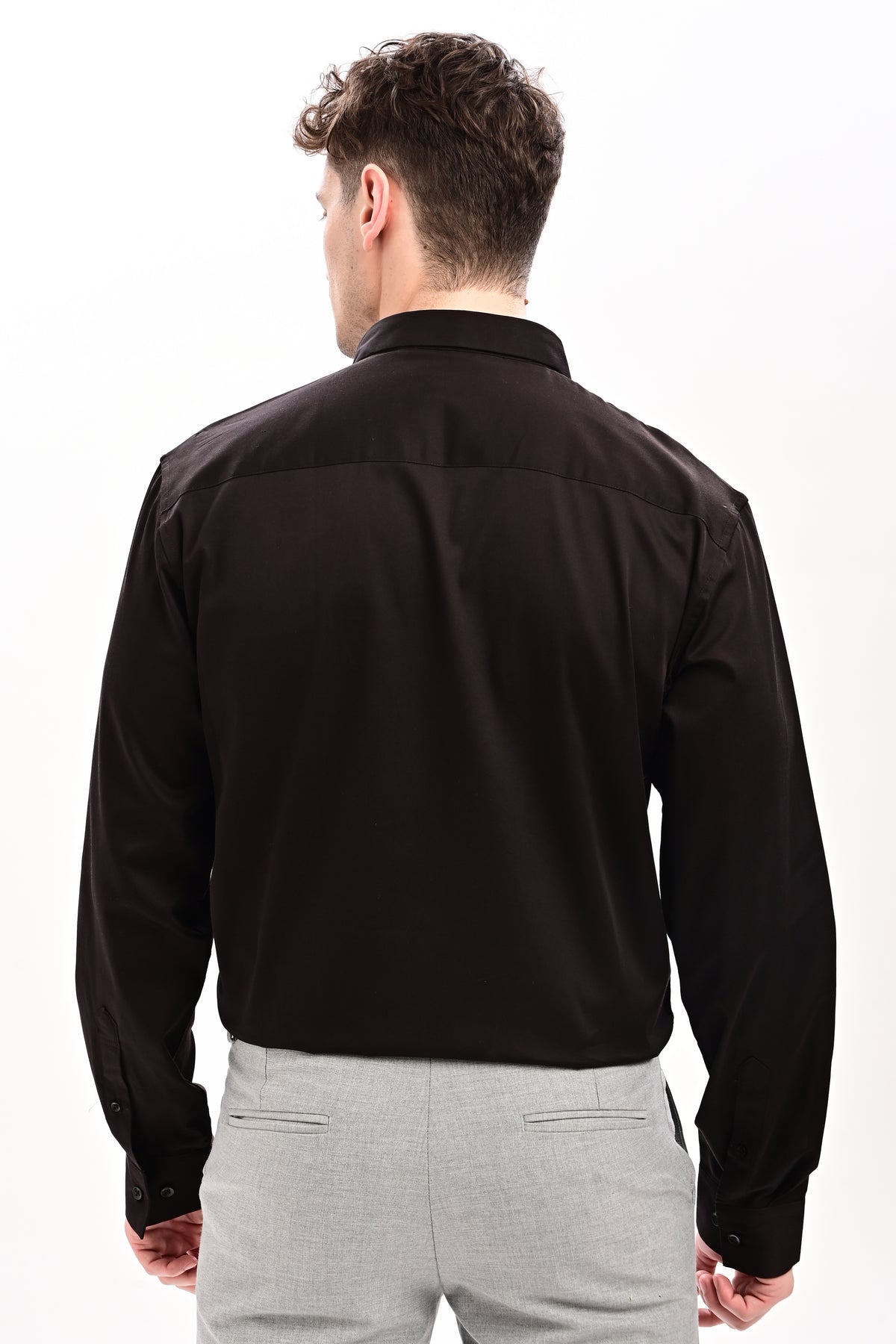 Brown Flex Slim Fit Lycra Shirt