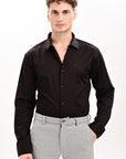 Brown Flex Slim Fit Lycra Shirt