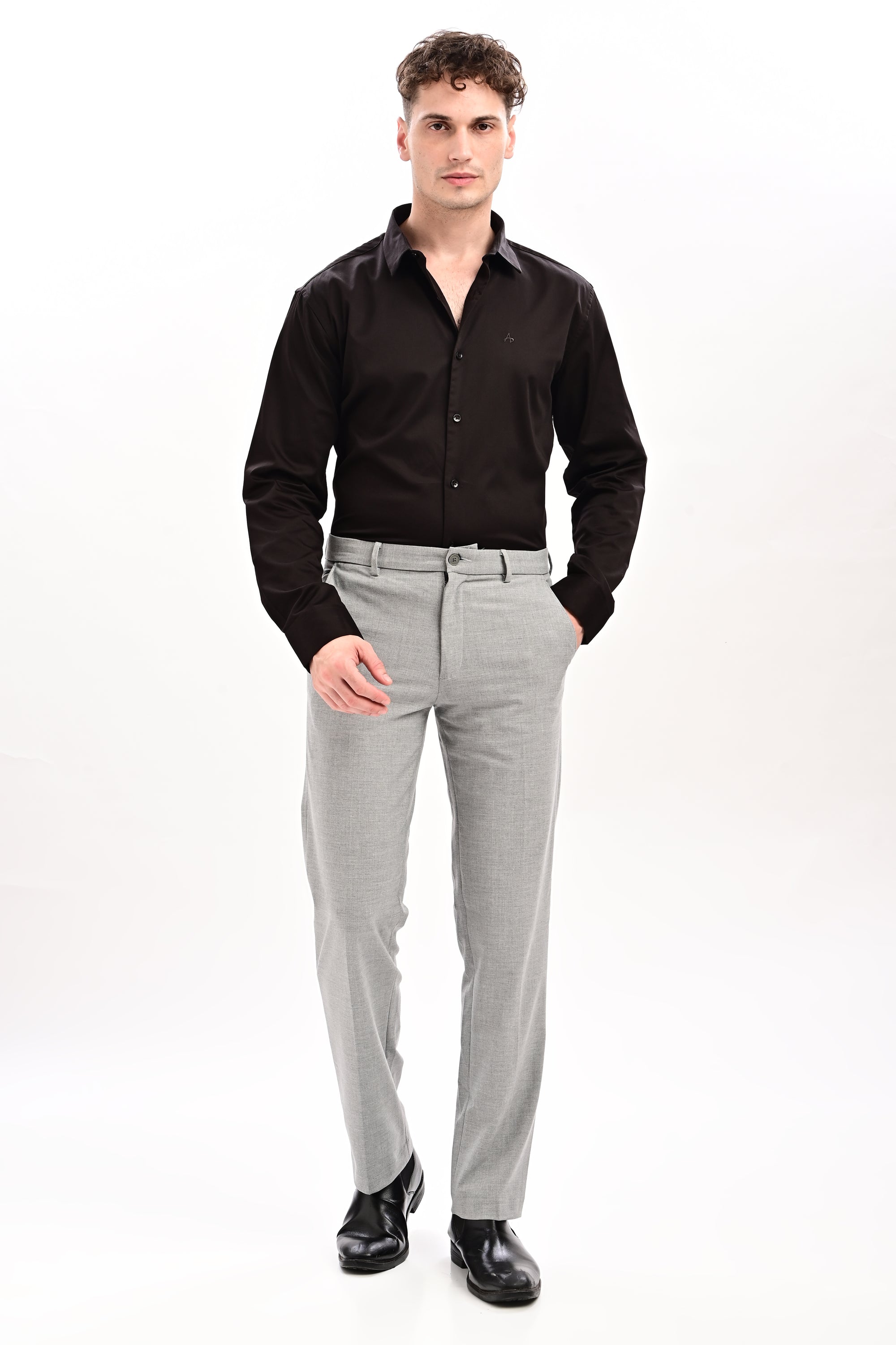 Brown Flex Slim Fit Lycra Shirt