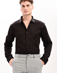 Brown Flex Slim Fit Lycra Shirt