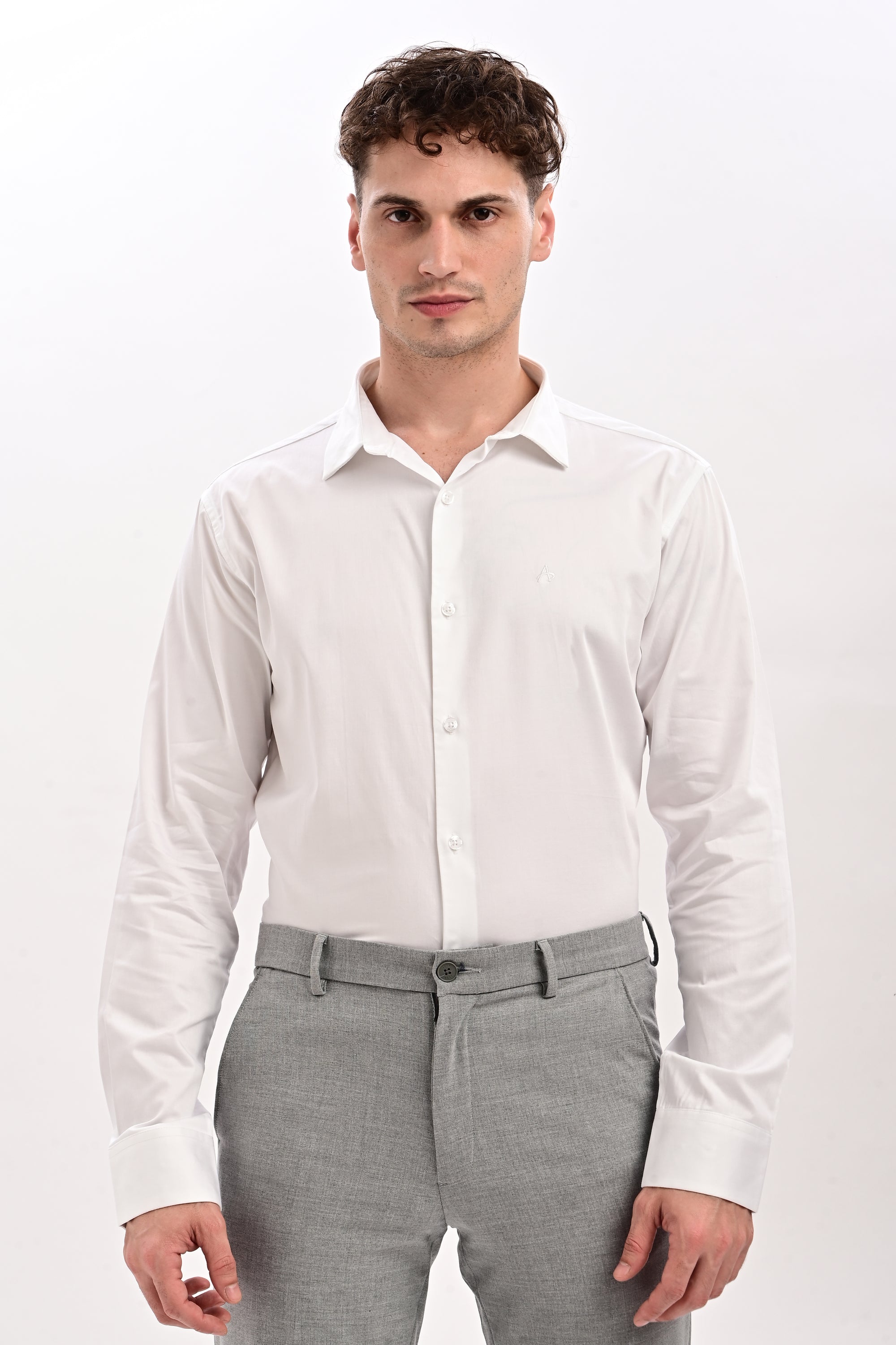 White Flex Slim Fit Lycra Shirt