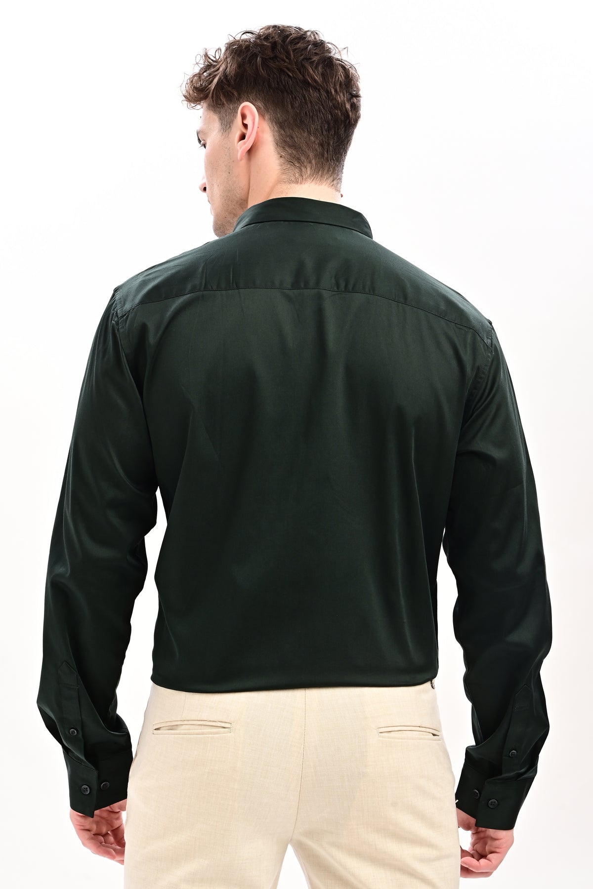Dark Green Flex Slim Fit Lycra Shirt