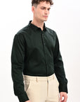 Dark Green Flex Slim Fit Lycra Shirt
