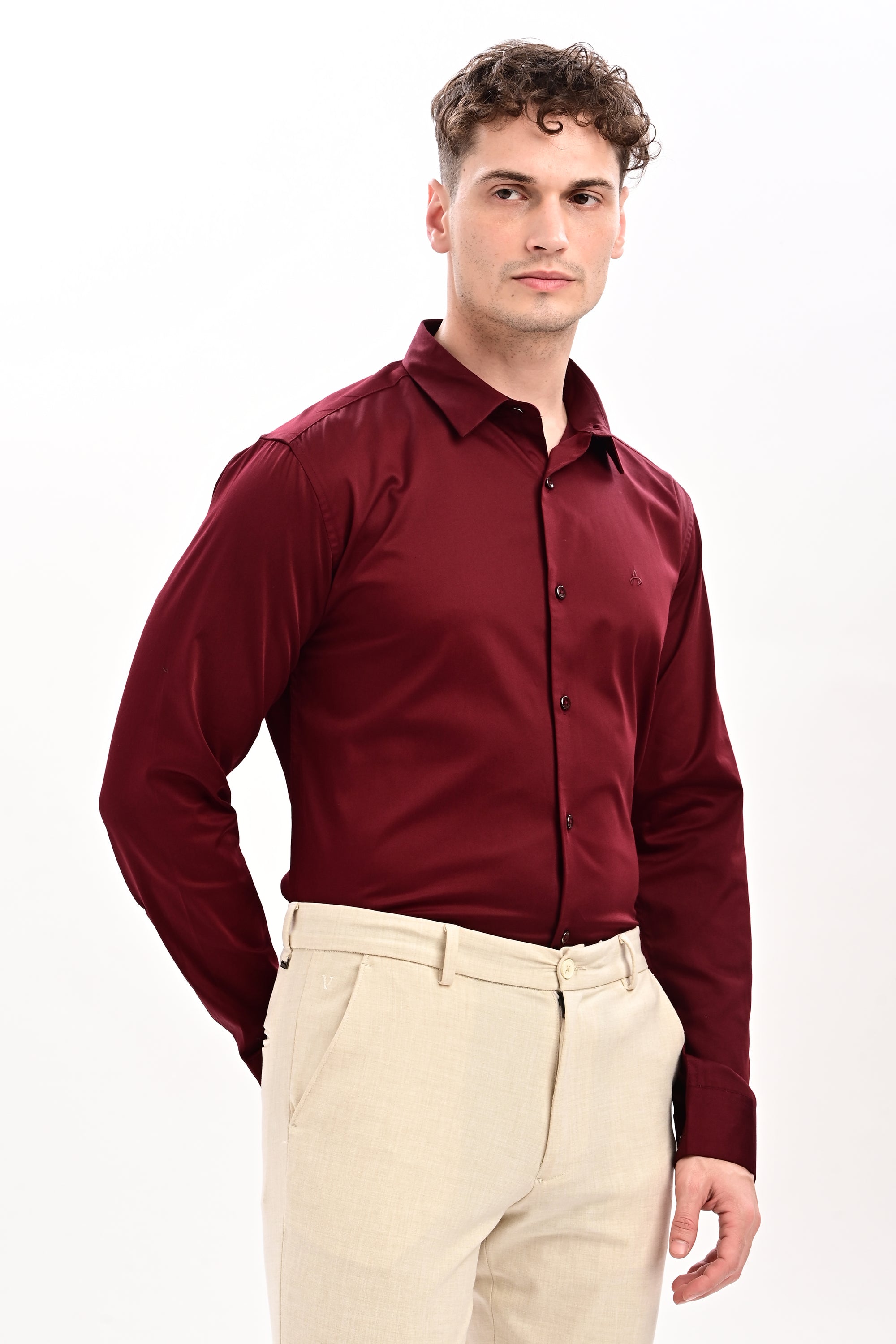Maroon Flex Slim Fit Lycra Shirt