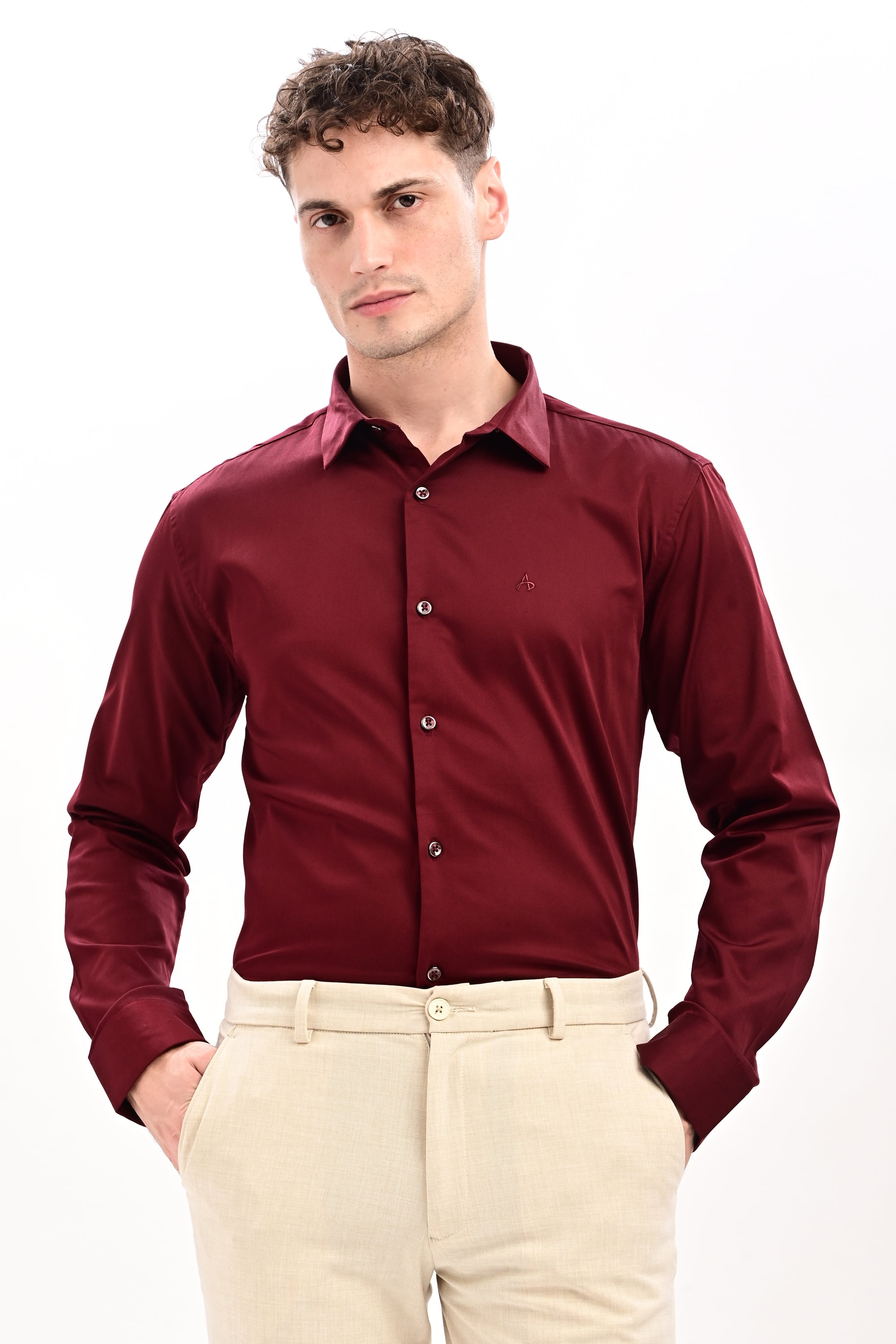 Maroon Flex Slim Fit Lycra Shirt