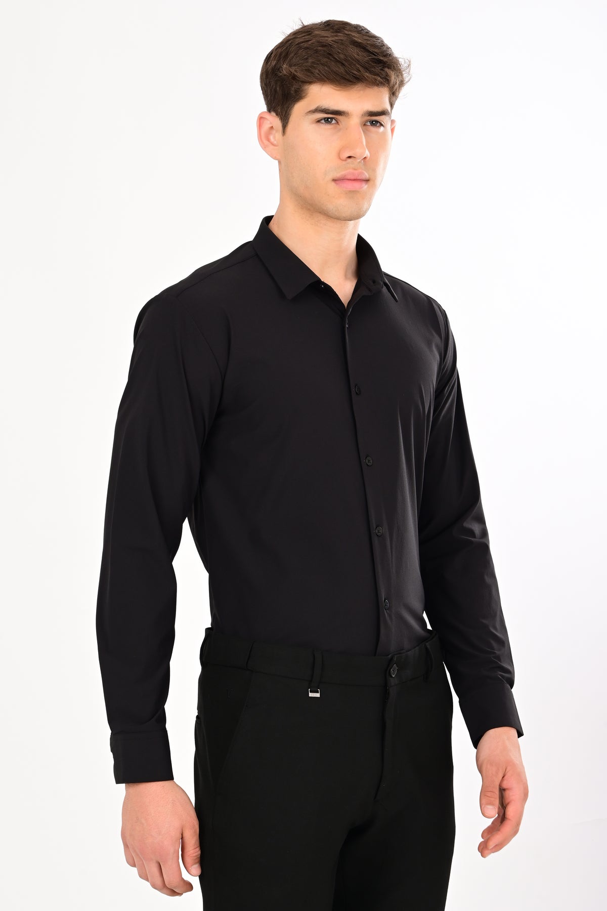 Black Stretch Slim Fit Shirt
