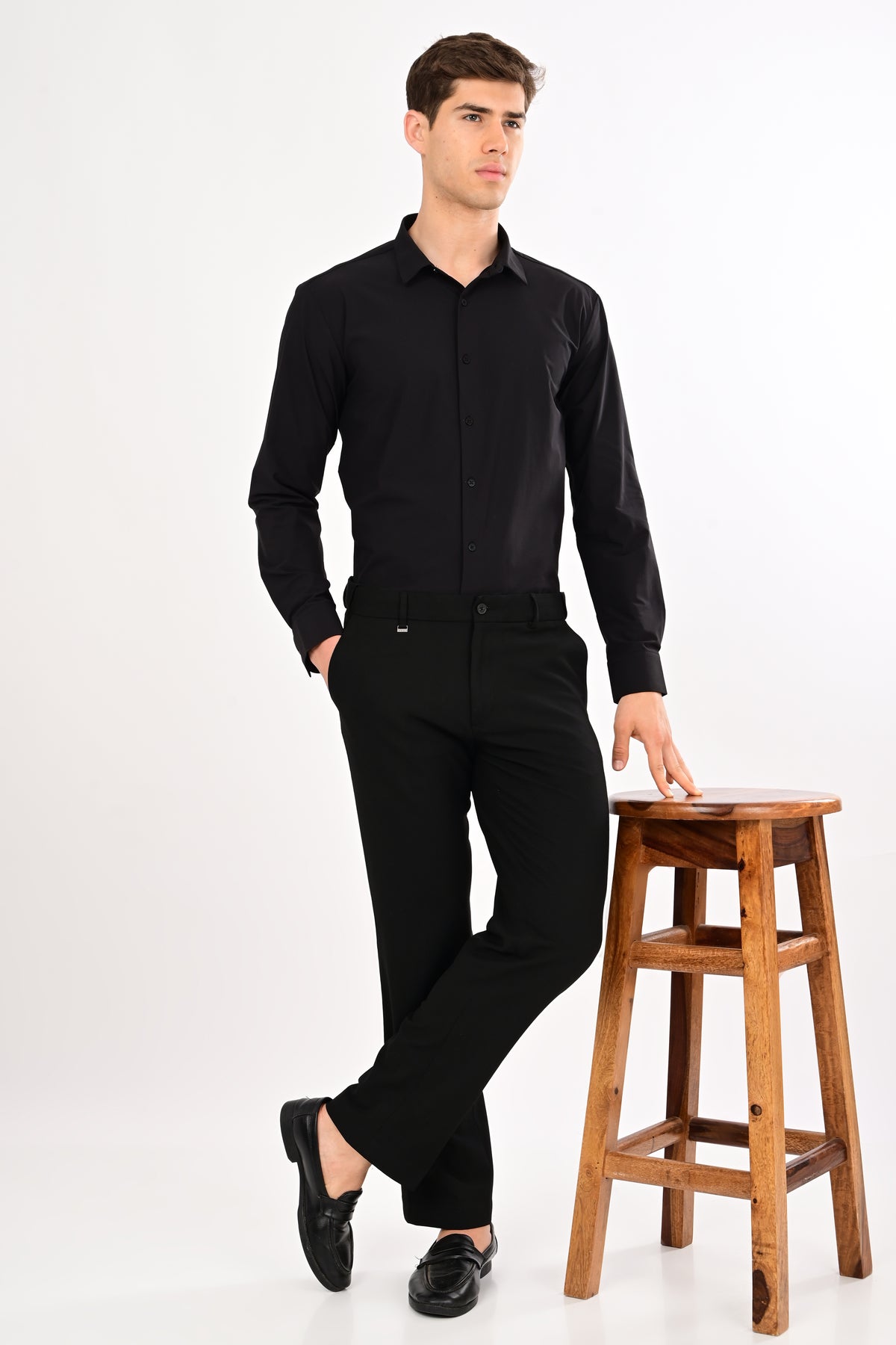 Black Stretch Slim Fit Shirt