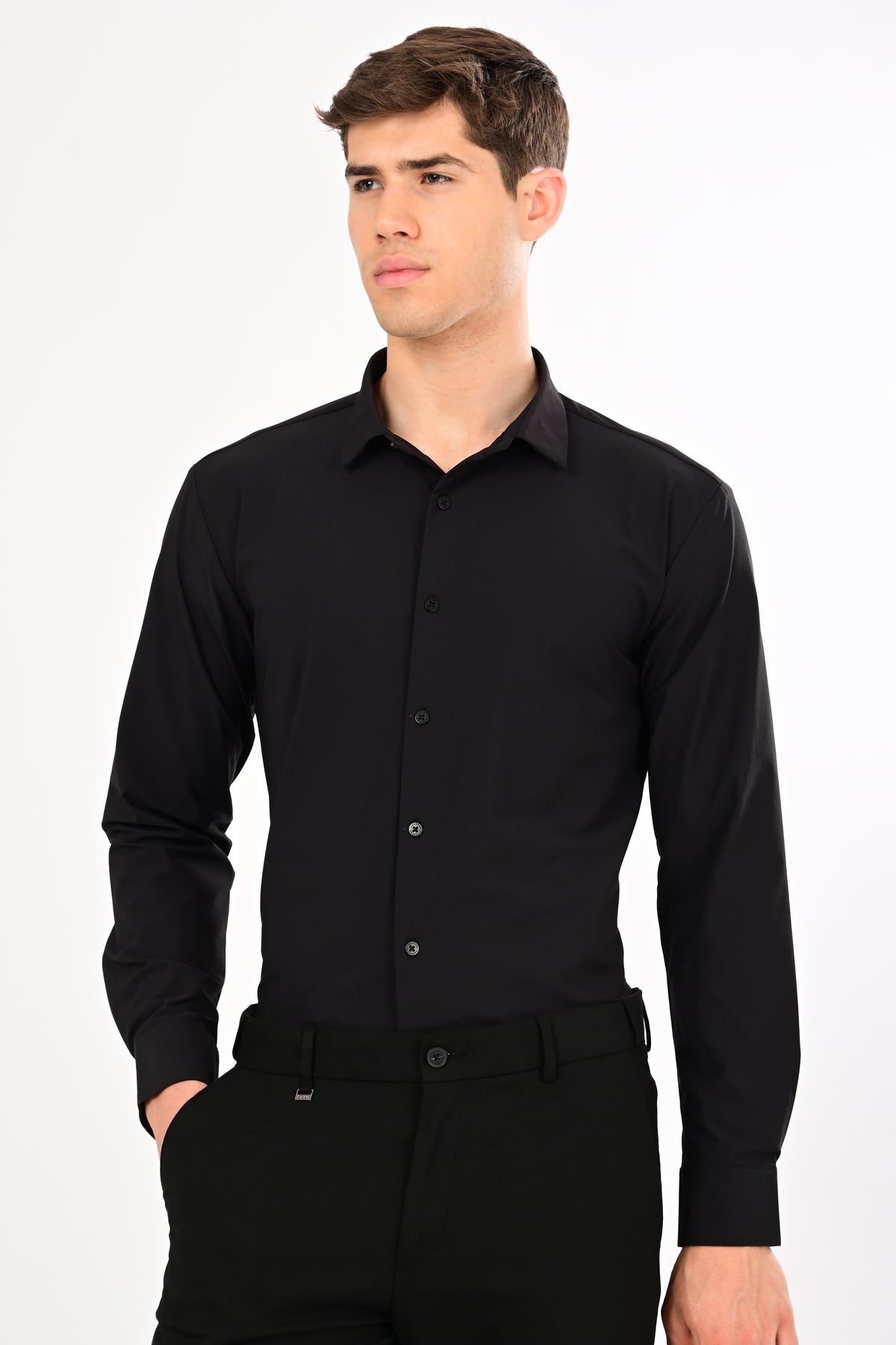 Black Stretch Slim Fit Shirt