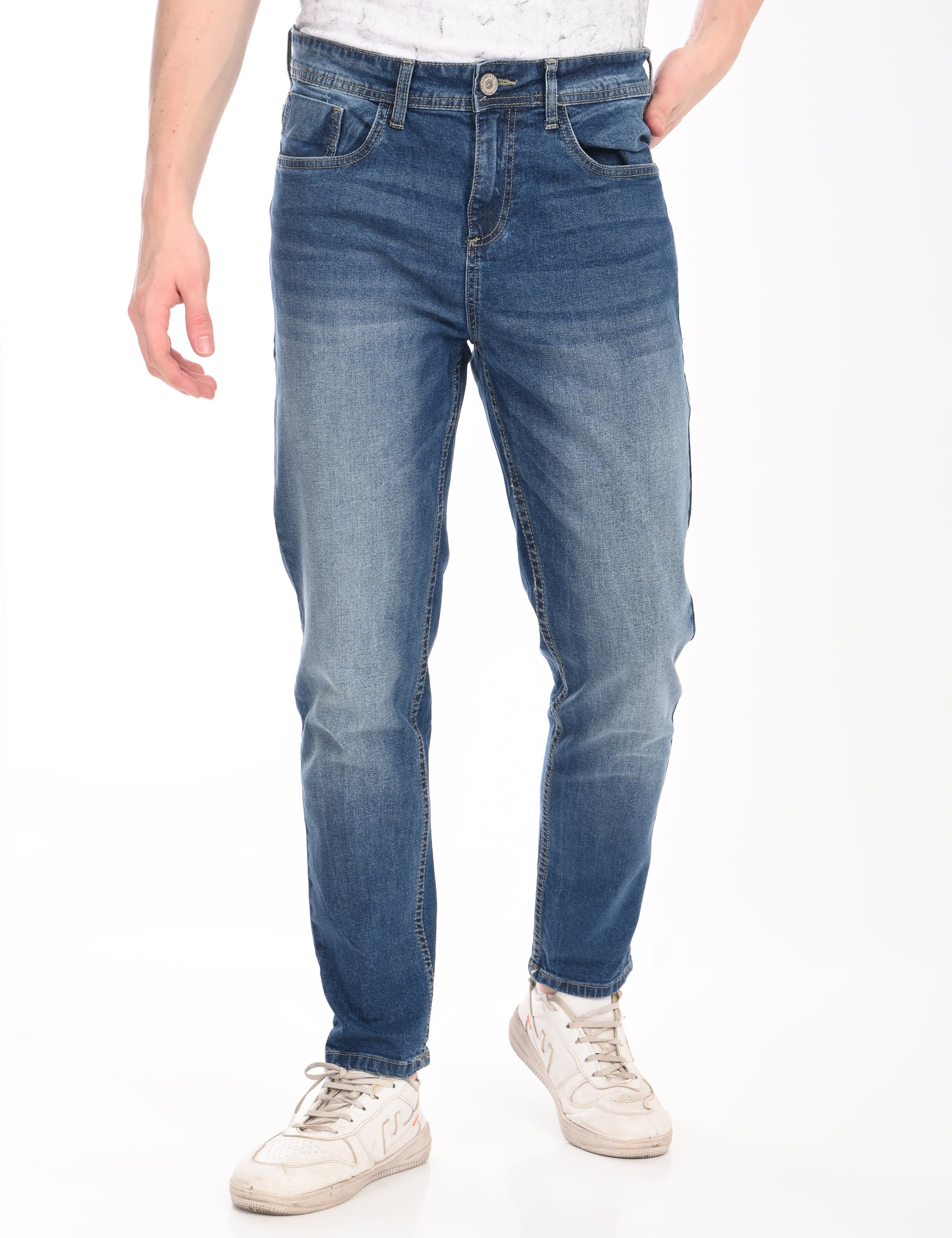 Comfort Fit Blue Denim Pants