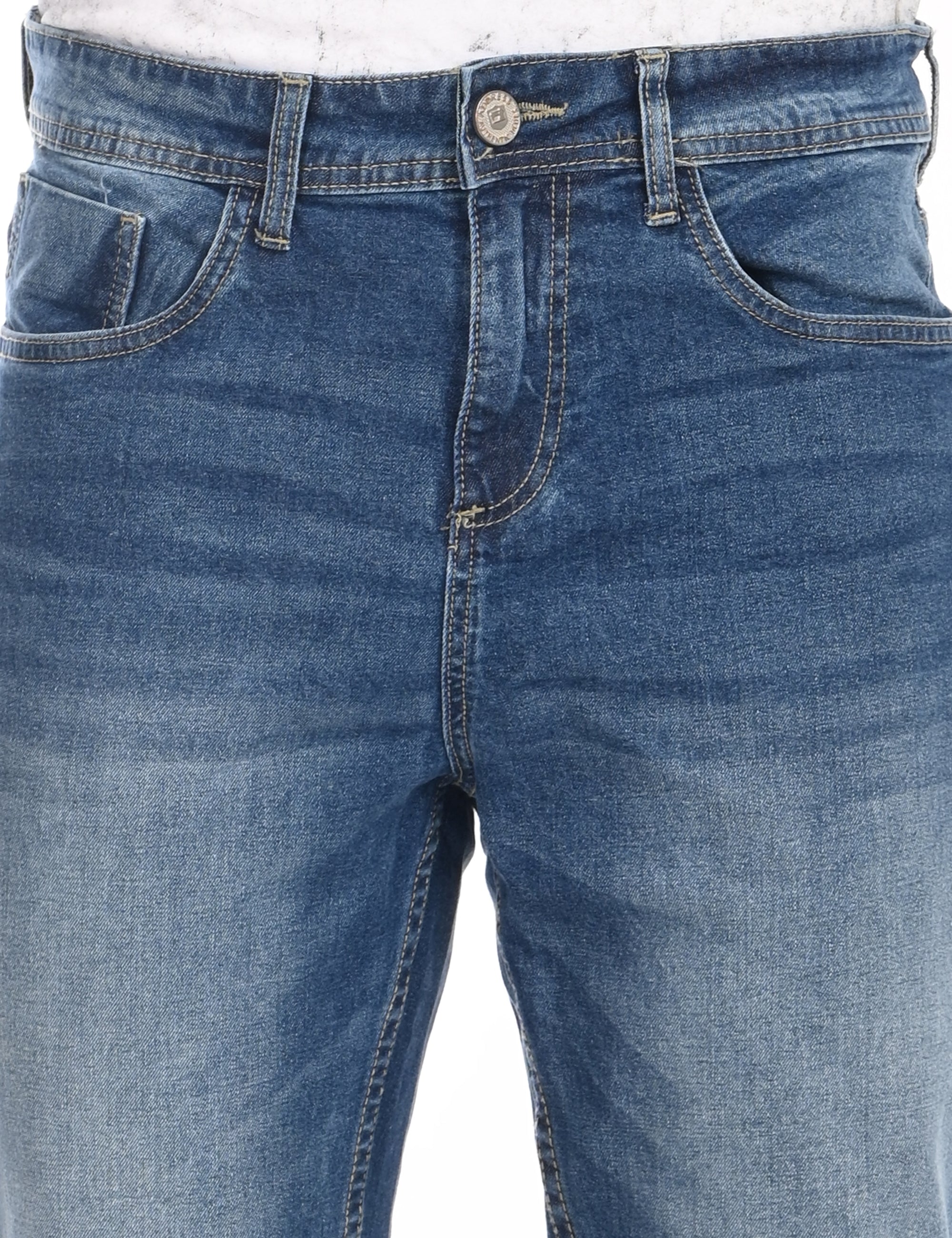 Comfort Fit Blue Denim Pants