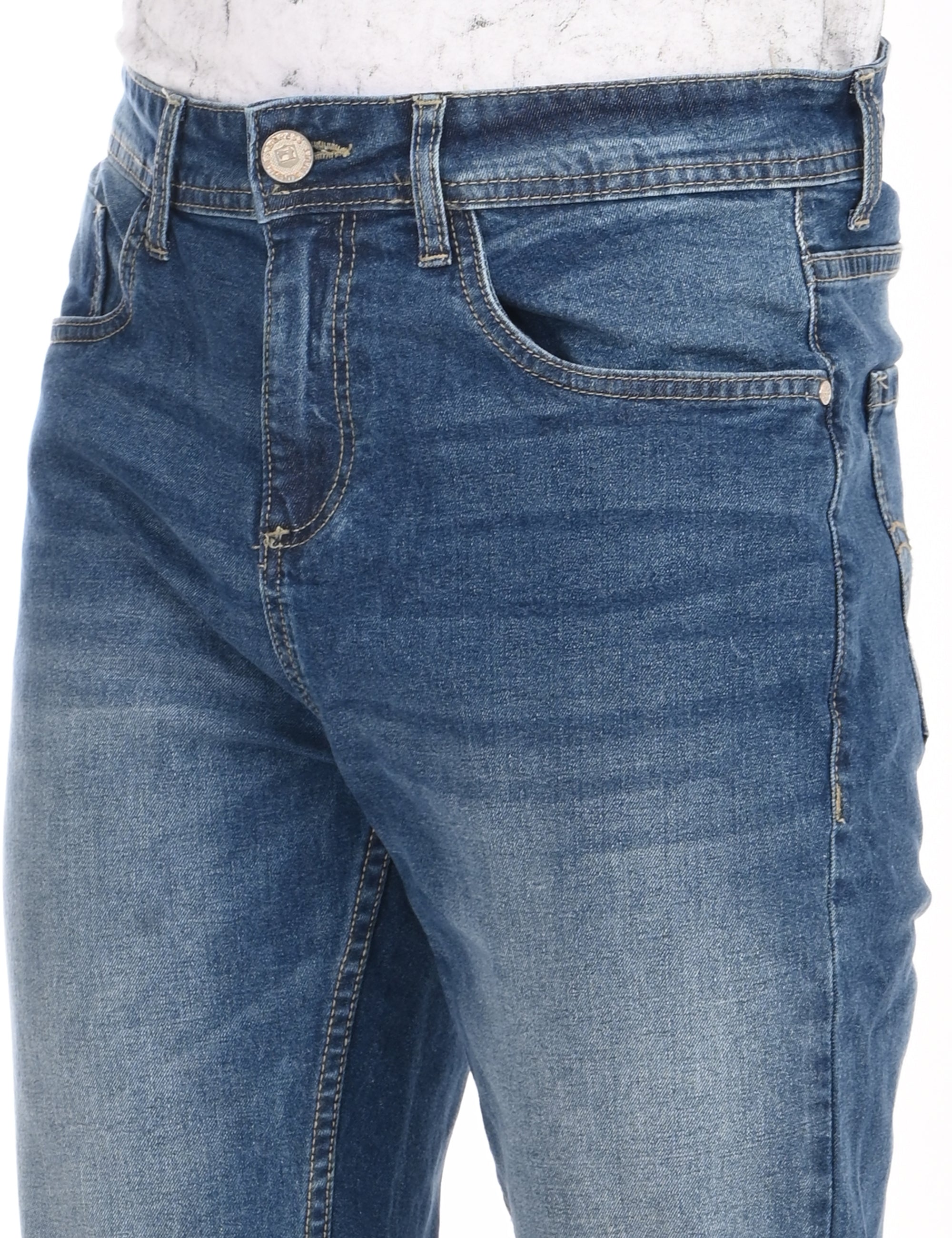 Comfort Fit Blue Denim Pants