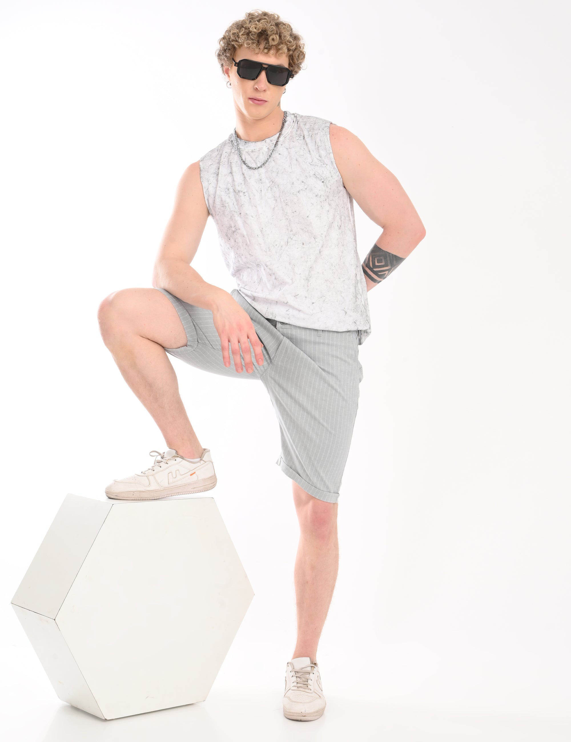 Regular Fit Sky Blue Cotton Shorts