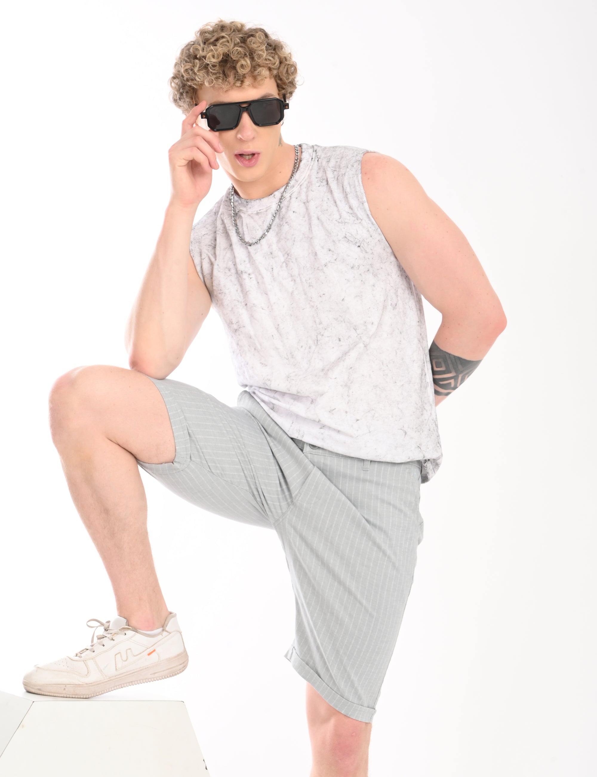Regular Fit Sky Blue Cotton Shorts