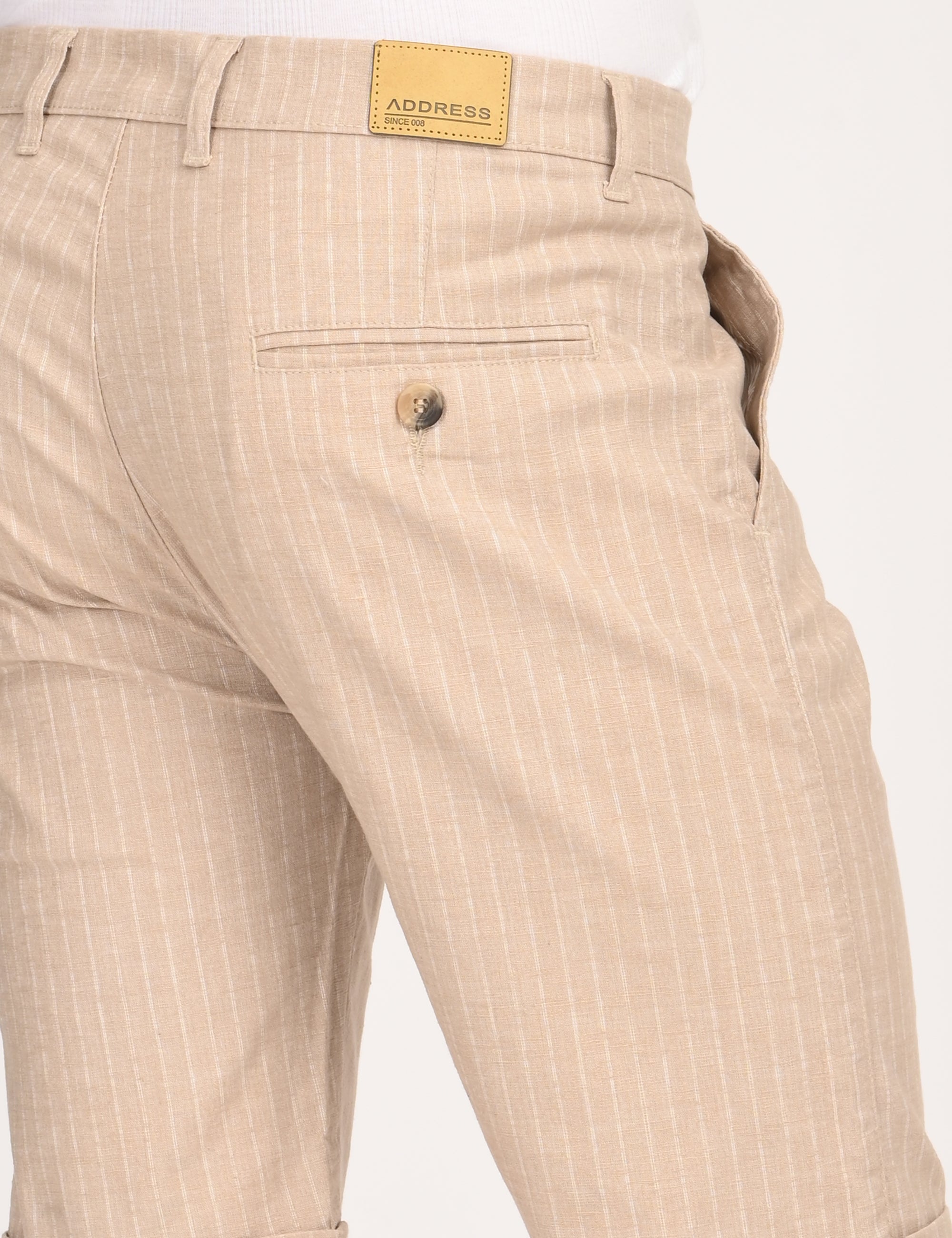 Regular Fit Light Khaki Cotton Shorts